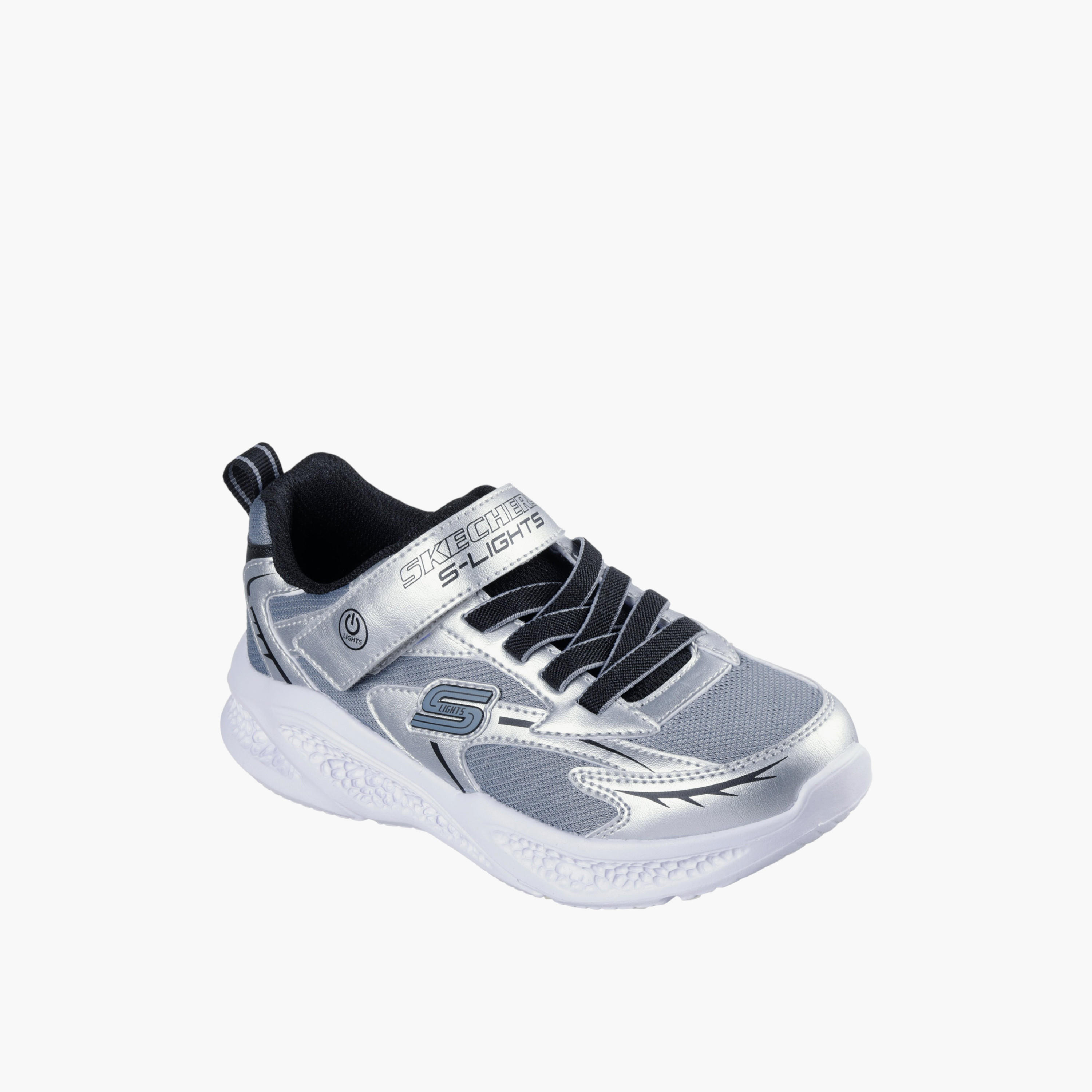 Skechers Boys' METEOR LIGHTS Light-Up Sports Shoes with Hook and Loop Closure - 401497L-SLBK-sports-boys-shoes-image-1