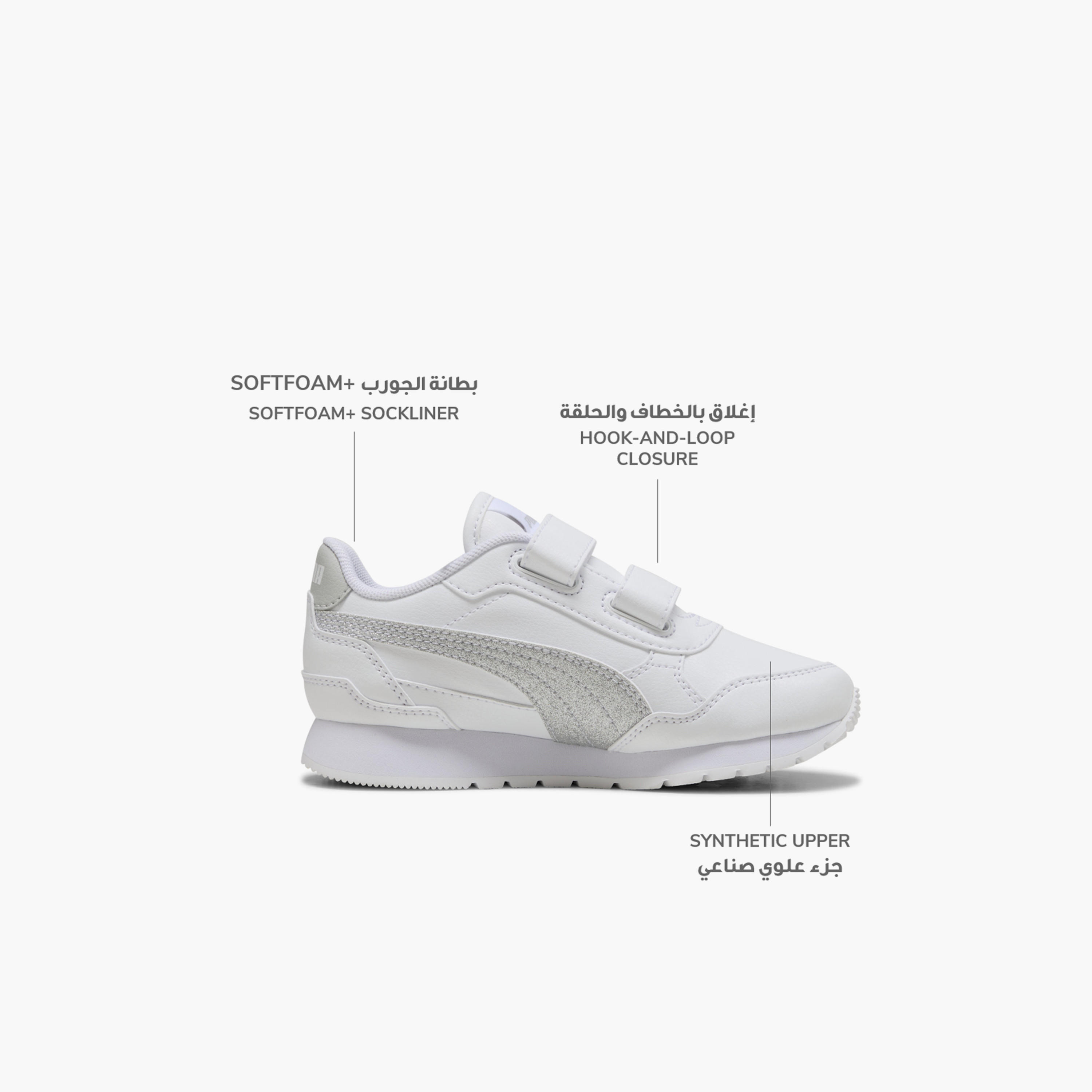 Puma Girls ST Runner v4 SL Glitter V Hook & Loop Ankle Sneakers-sports-girls-shoes-image-2