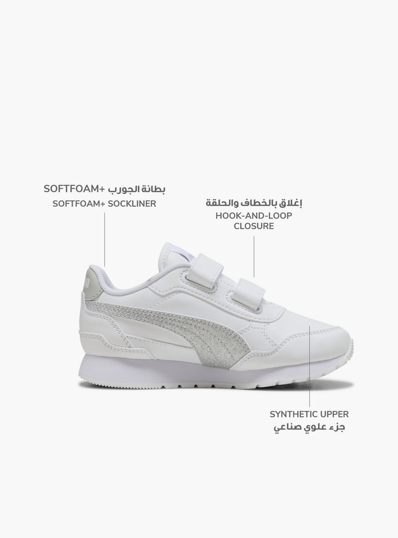 Puma Girls ST Runner v4 SL Glitter V Hook & Loop Ankle Sneakers-sports-girls-shoes-image-2