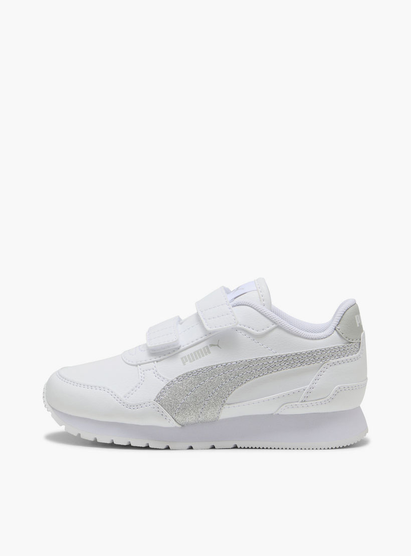 Puma Girls ST Runner v4 SL Glitter V Hook & Loop Ankle Sneakers-sports-girls-shoes-image-3