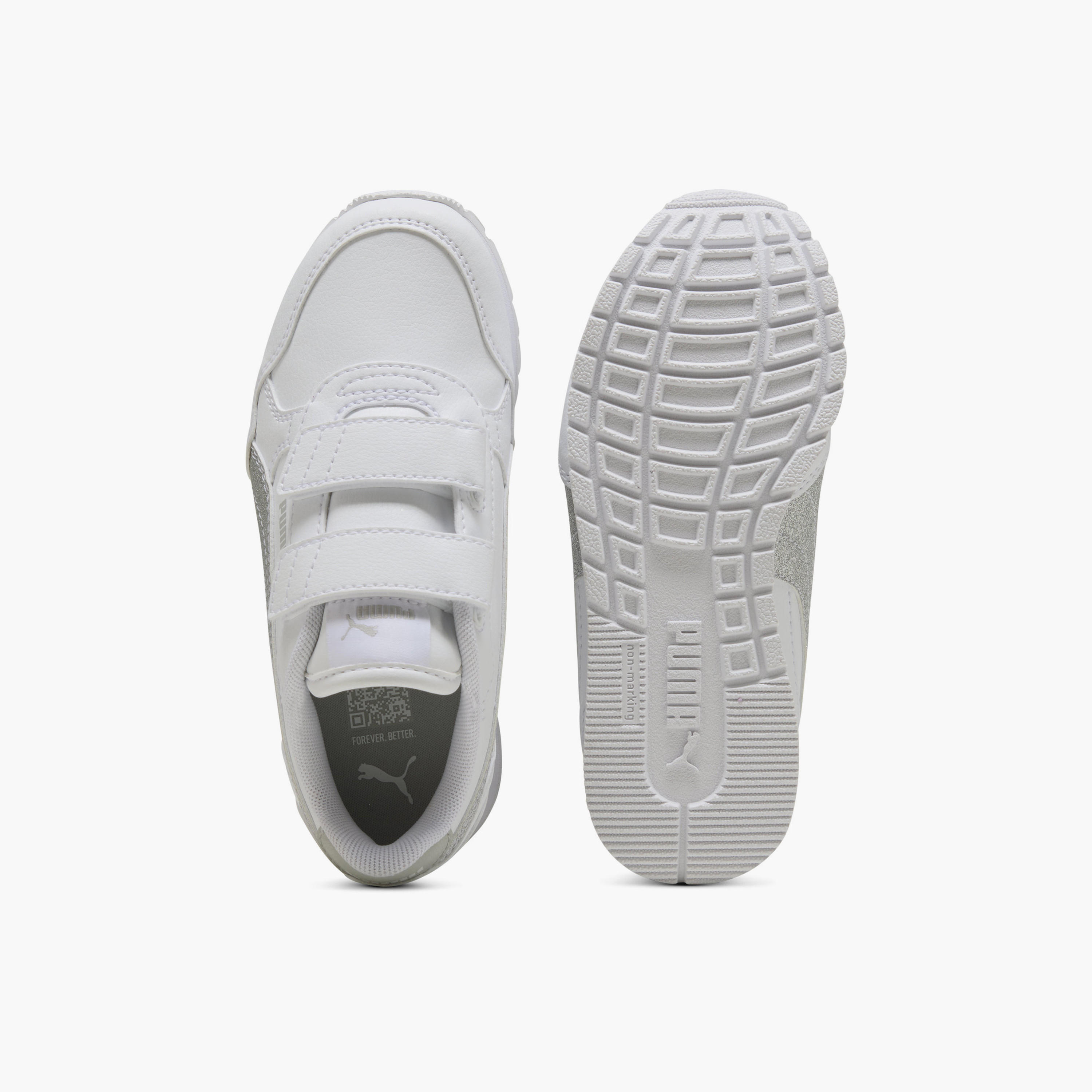 Puma Girls ST Runner v4 SL Glitter V Hook & Loop Ankle Sneakers-sports-girls-shoes-image-4