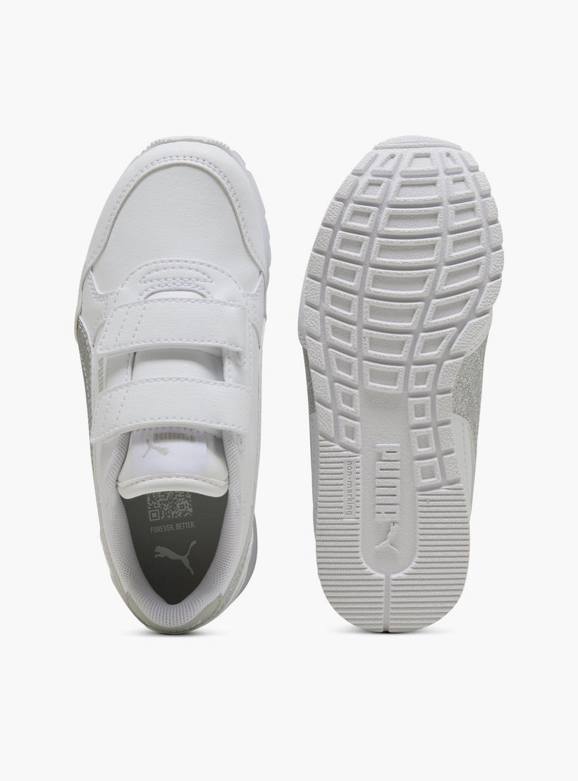 Puma Girls ST Runner v4 SL Glitter V Hook & Loop Ankle Sneakers-sports-girls-shoes-image-4