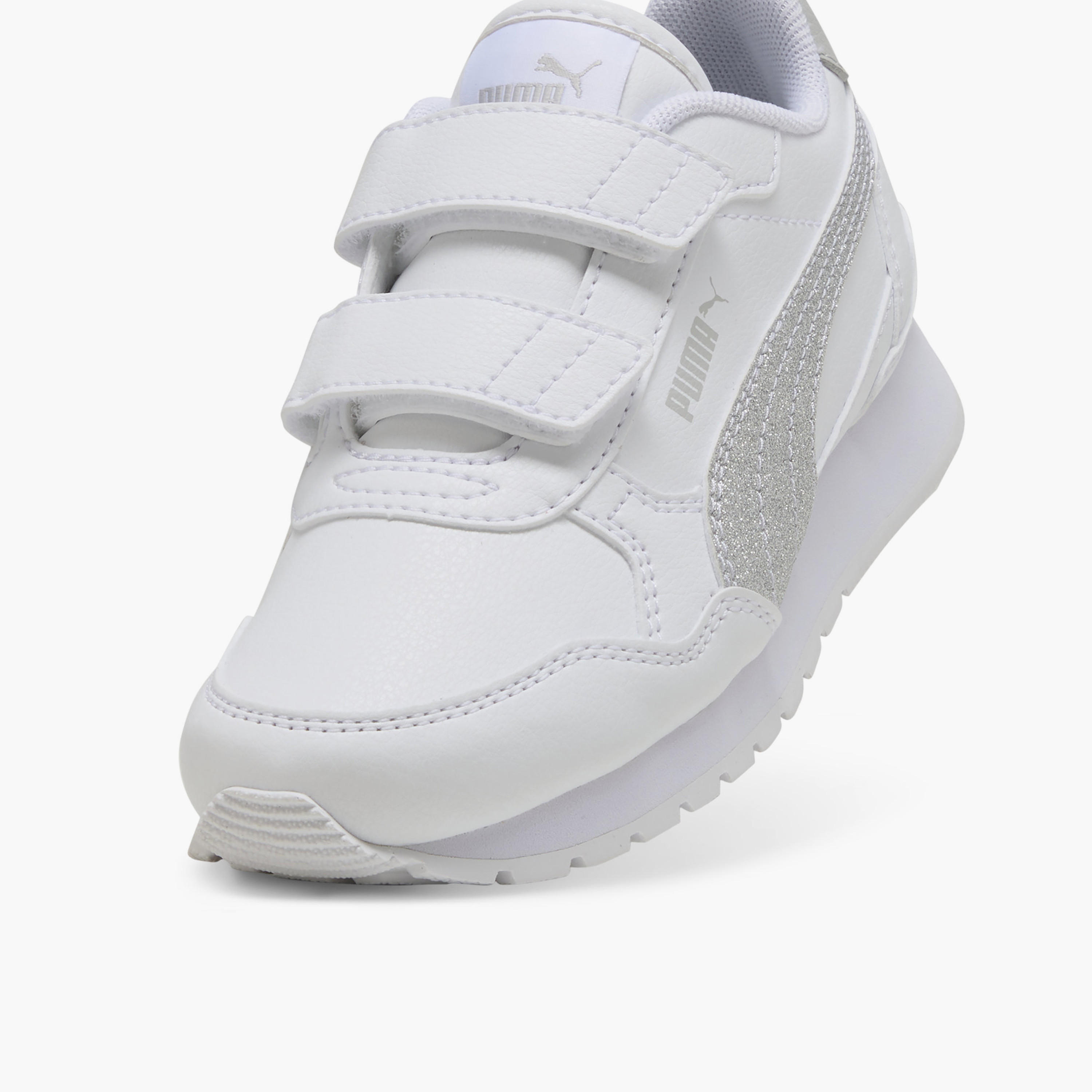 Puma Girls ST Runner v4 SL Glitter V Hook & Loop Ankle Sneakers-sports-girls-shoes-image-5