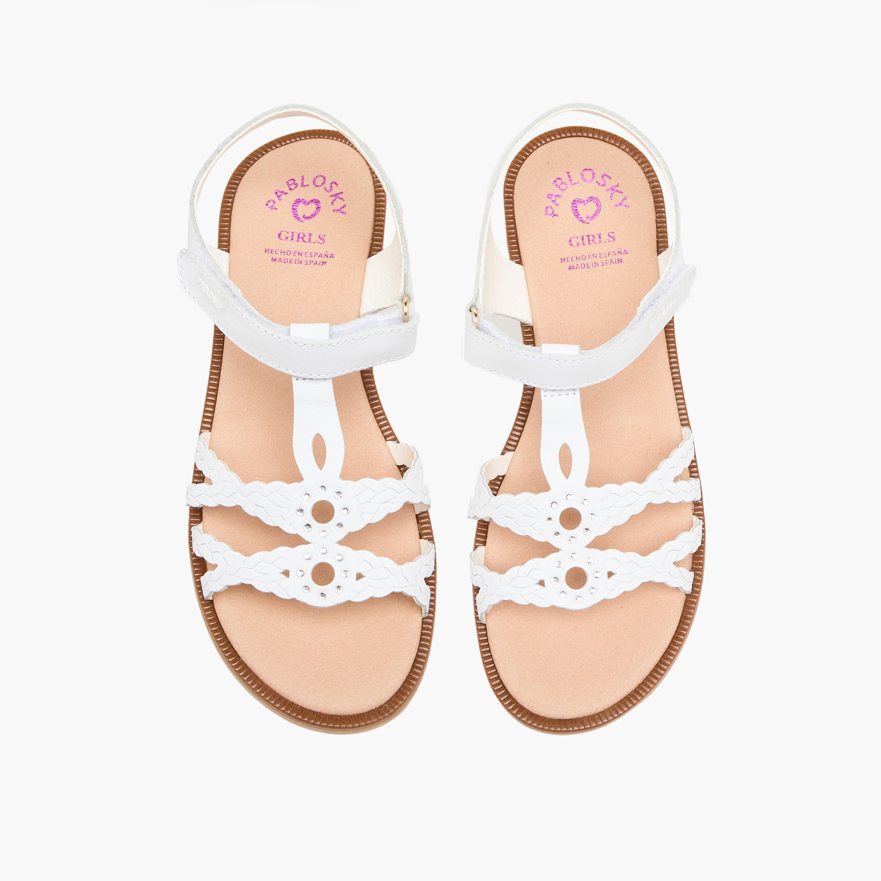 Pablosky Girls Embellished Cross Strap Sandals-girls-shoes-sandals-image-1