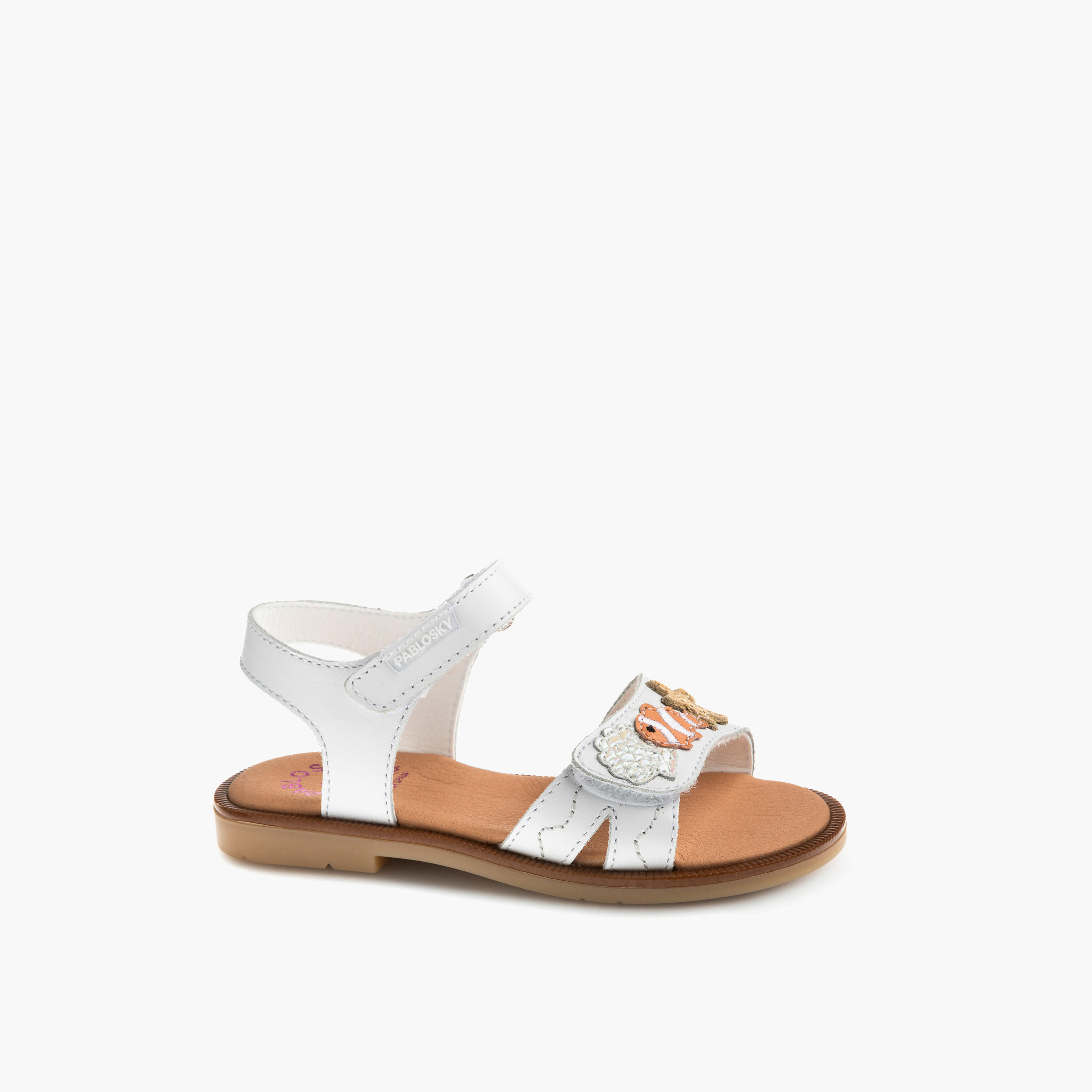 صندل جلد بأحزمة وشريط إغلاق لاصق للبنات من بابلوسكي-girls-shoes-sandals-image-1