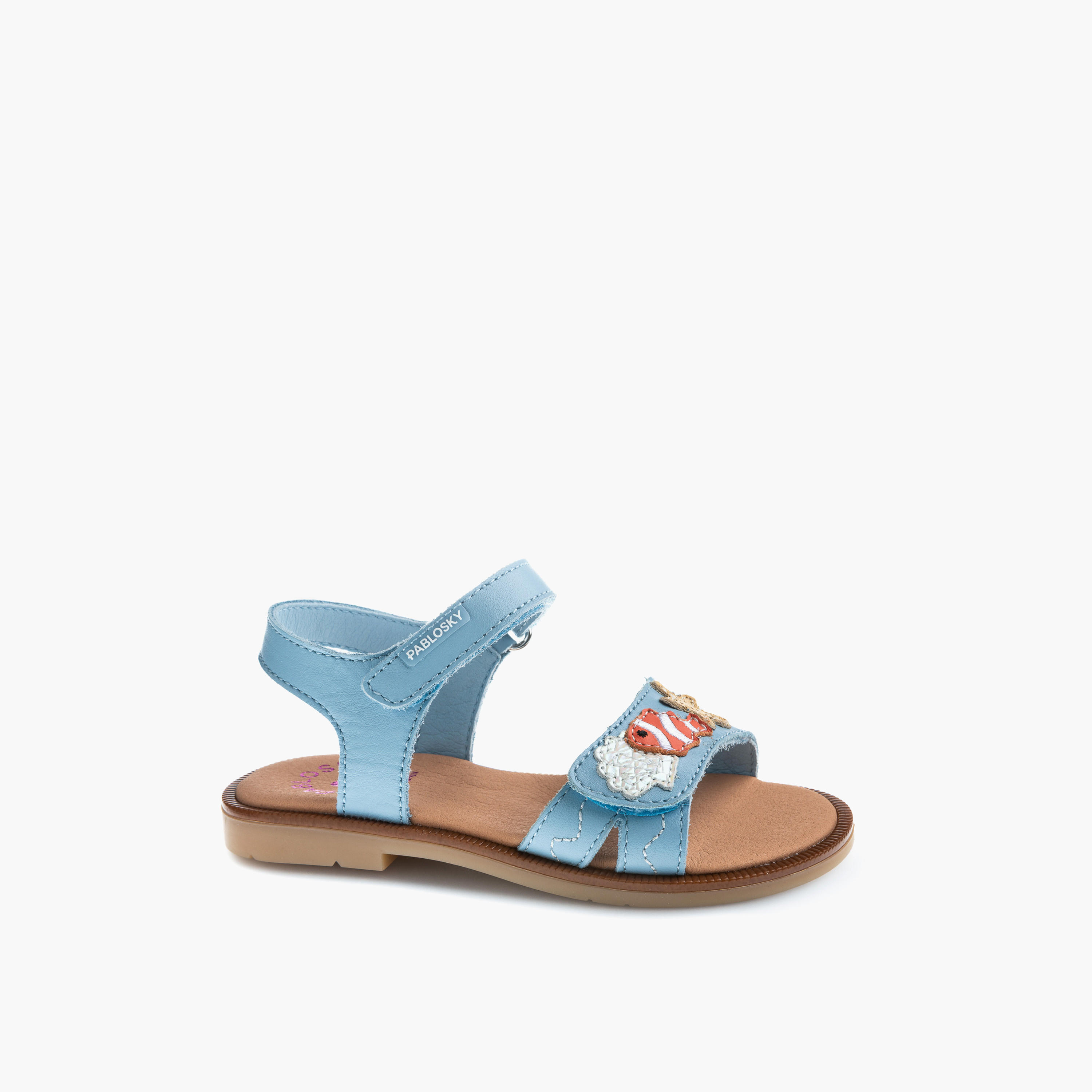 صندل جلد بأحزمة وشريط إغلاق لاصق للبنات من بابلوسكي-girls-shoes-sandals-image-1