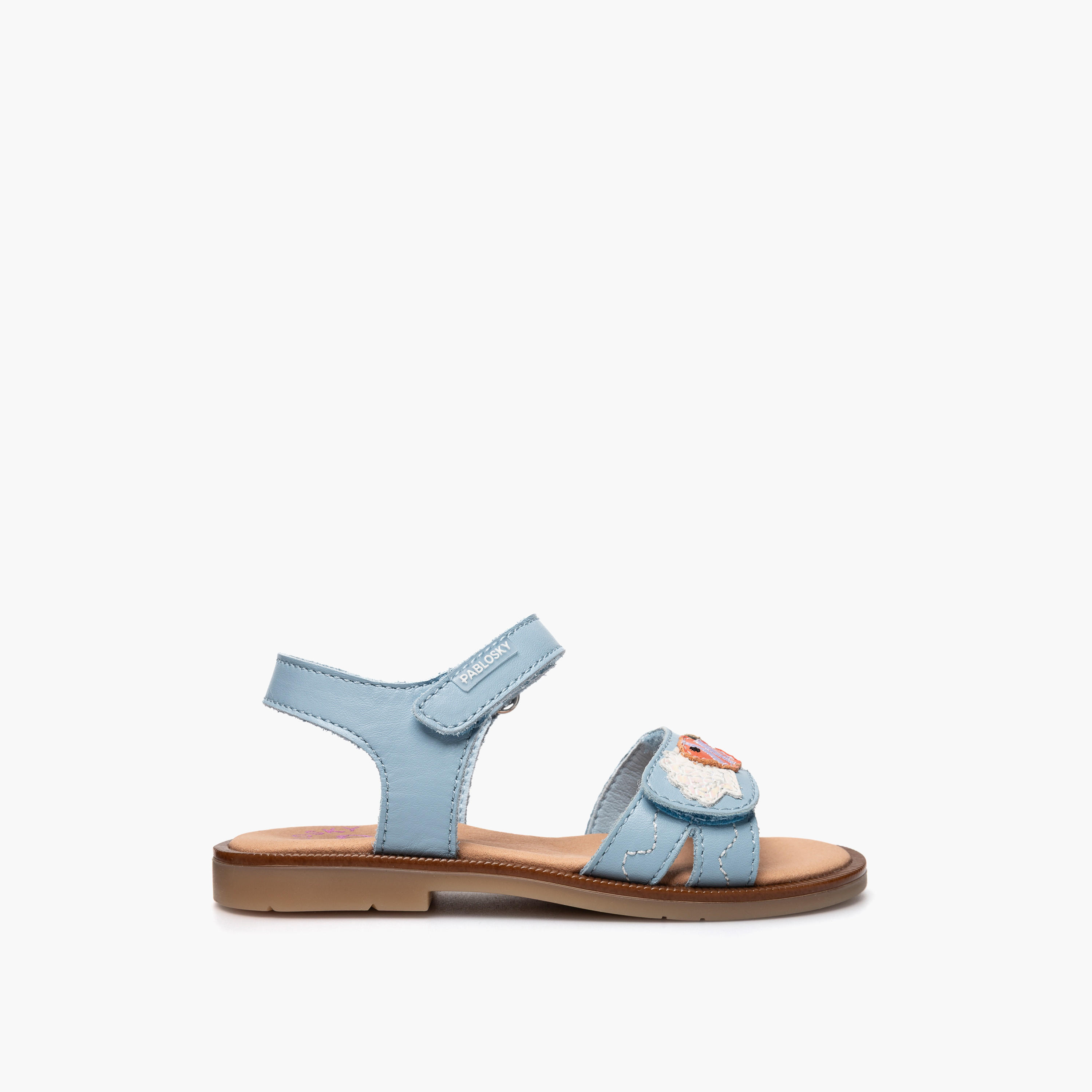 صندل جلد بأحزمة وشريط إغلاق لاصق للبنات من بابلوسكي-girls-shoes-sandals-image-2