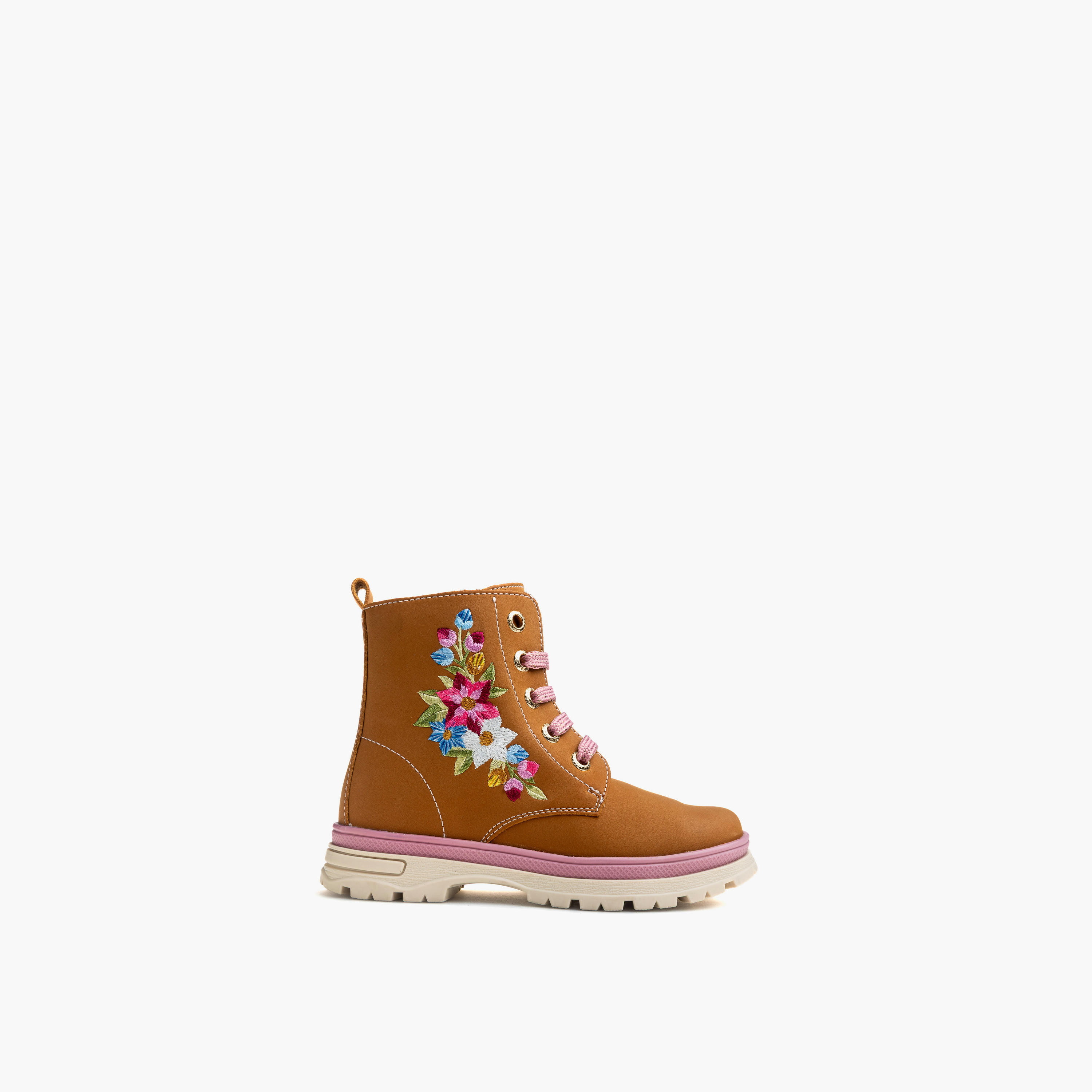 بوت برباط إغلاق وتطريز زهري للبنات من بابلوسكي-girls-shoes-boots-image-1