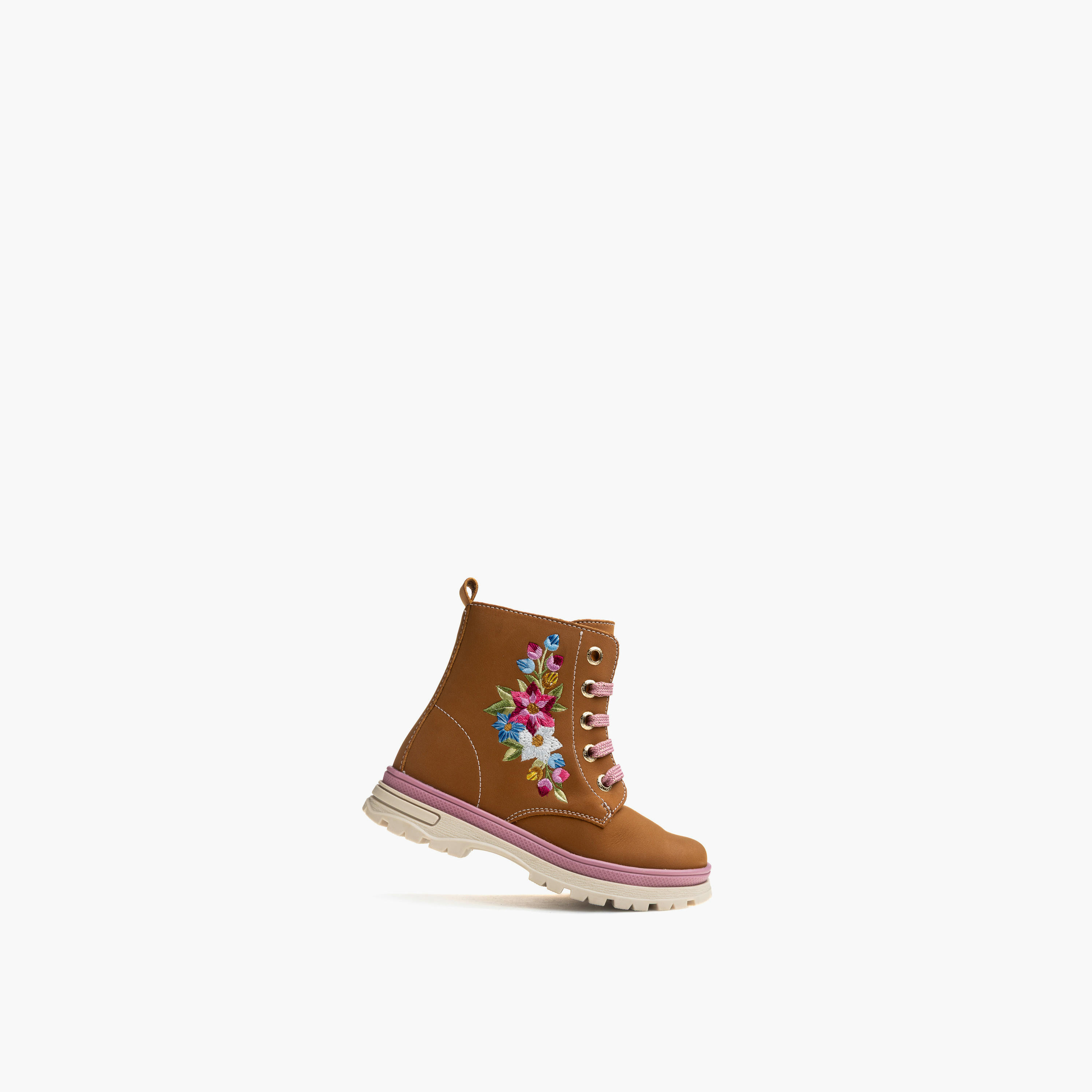 بوت برباط إغلاق وتطريز زهري للبنات من بابلوسكي-girls-shoes-boots-image-4