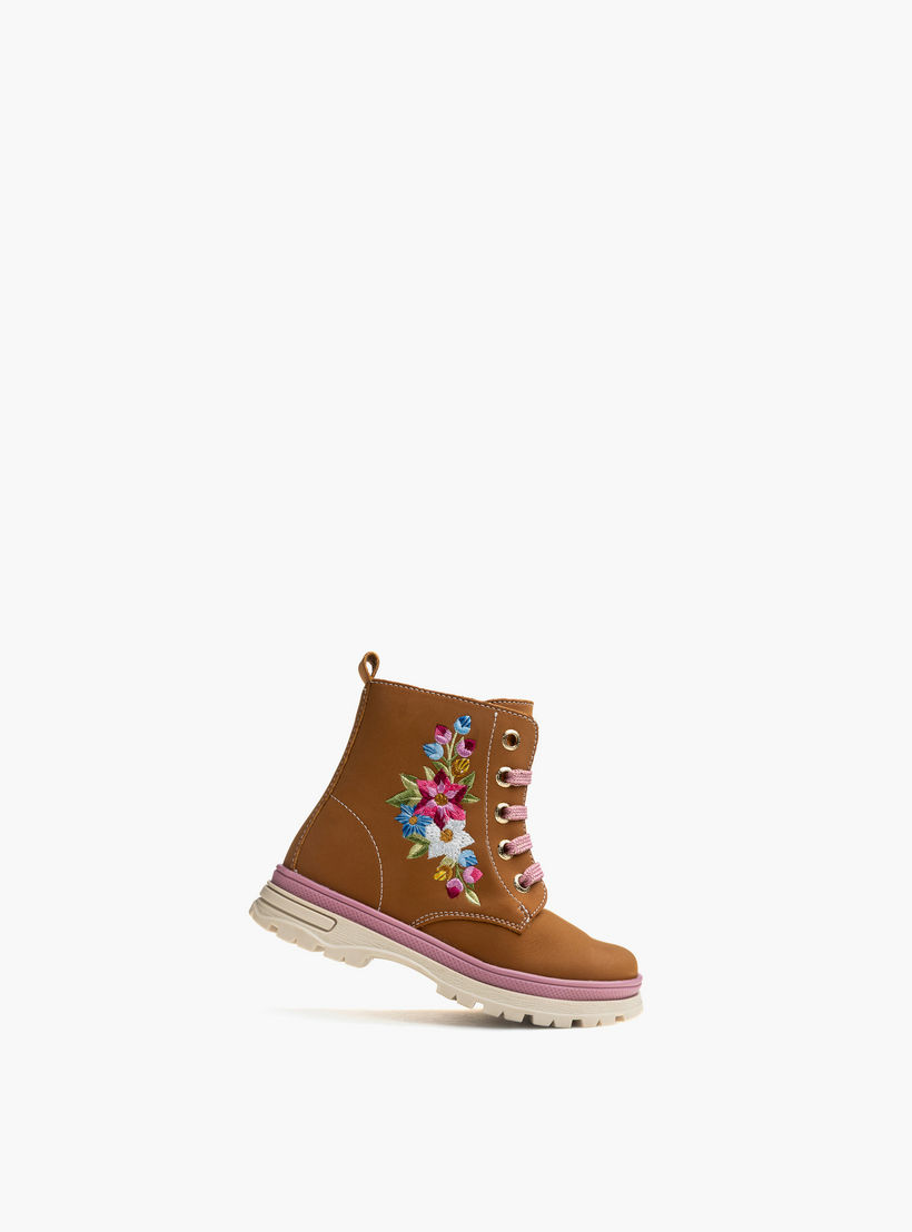 بوت برباط إغلاق وتطريز زهري للبنات من بابلوسكي-girls-shoes-boots-image-12