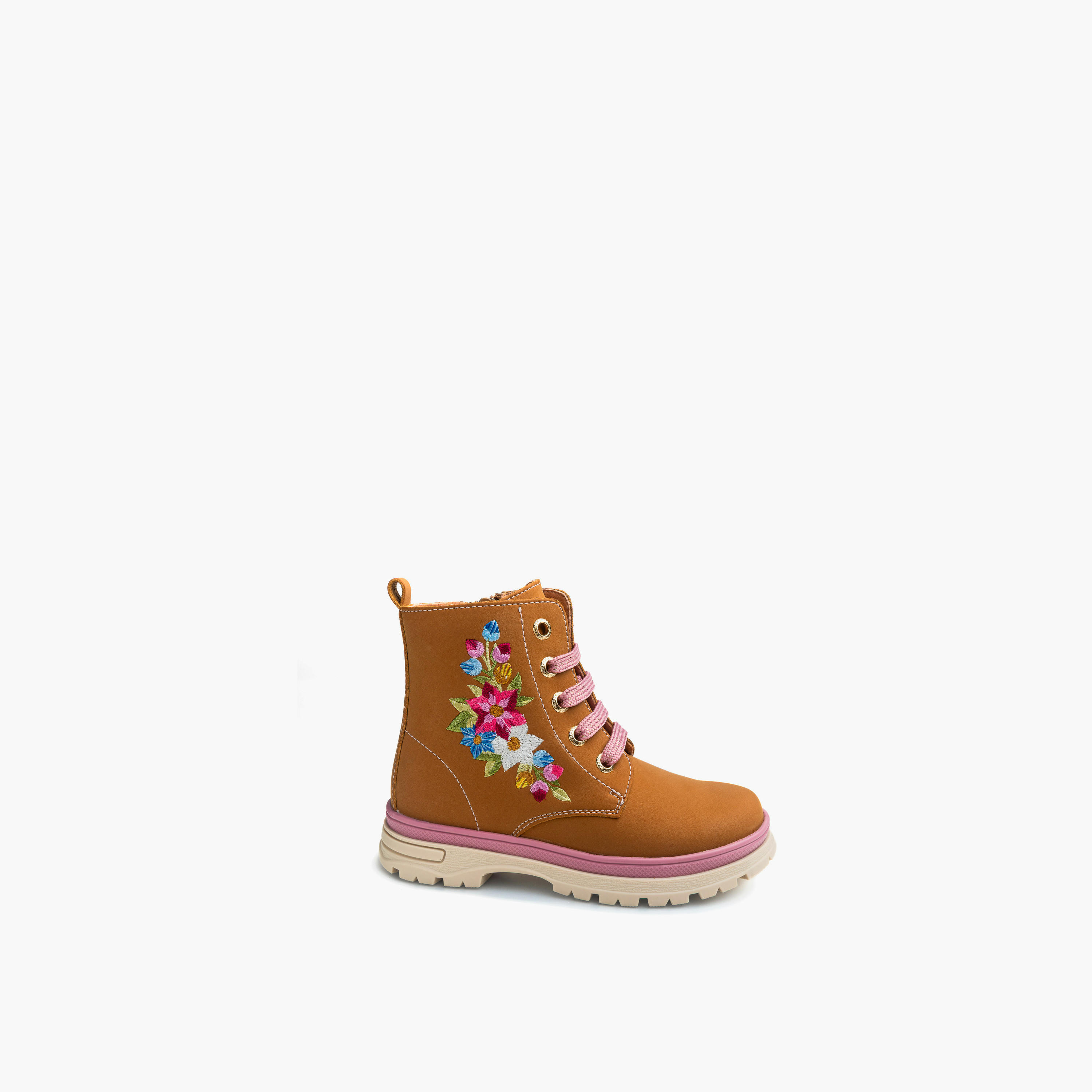بوت برباط إغلاق وتطريز زهري للبنات من بابلوسكي-girls-shoes-boots-image-7