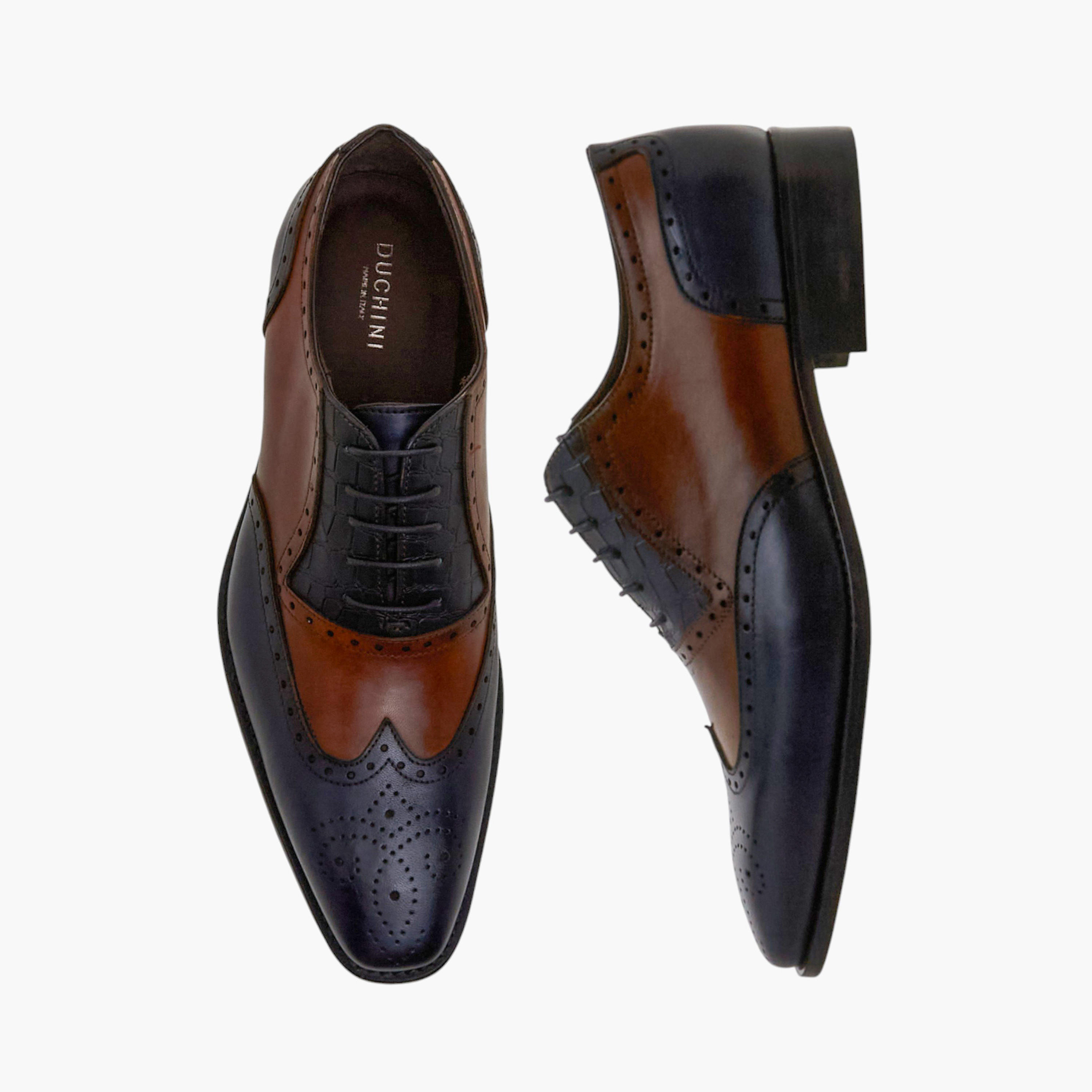 حذاء أكسفورد جلد مثقّب برباط للرجال من دوتشيني-men-shoes-formalshoes-image-1