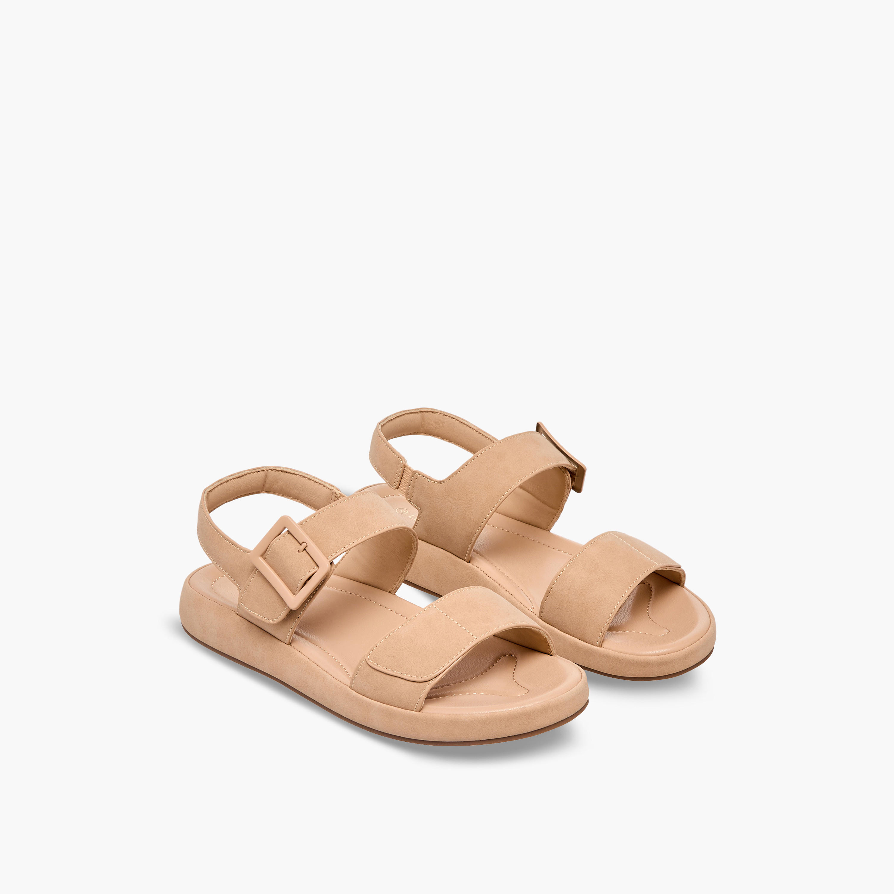 صندل جلد سويدي بتفاصيل إبزيم للنساء من لو كونفورت-women-shoes-sandals-flats-image-1