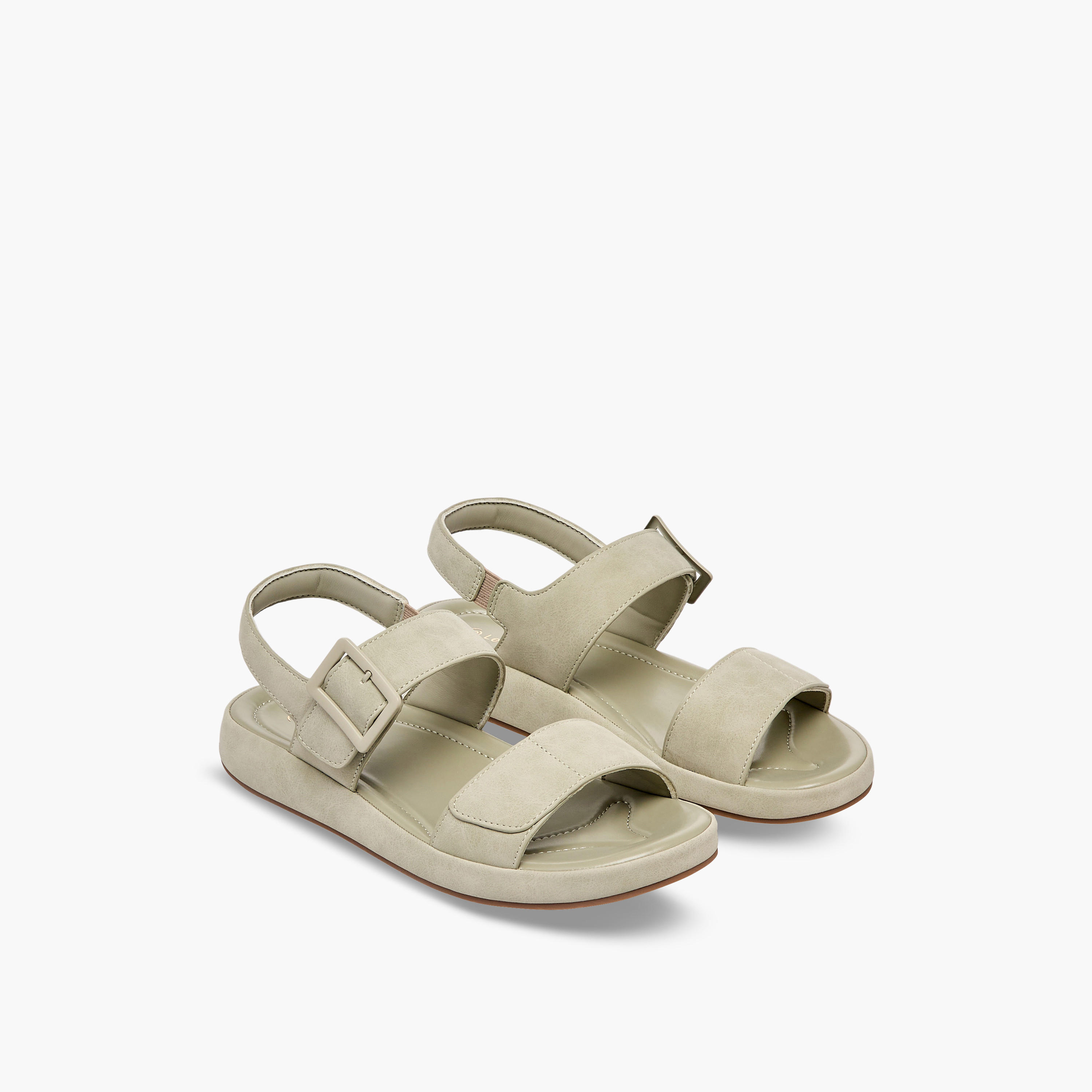 صندل جلد سويدي بتفاصيل إبزيم للنساء من لو كونفورت-women-shoes-sandals-flats-image-1