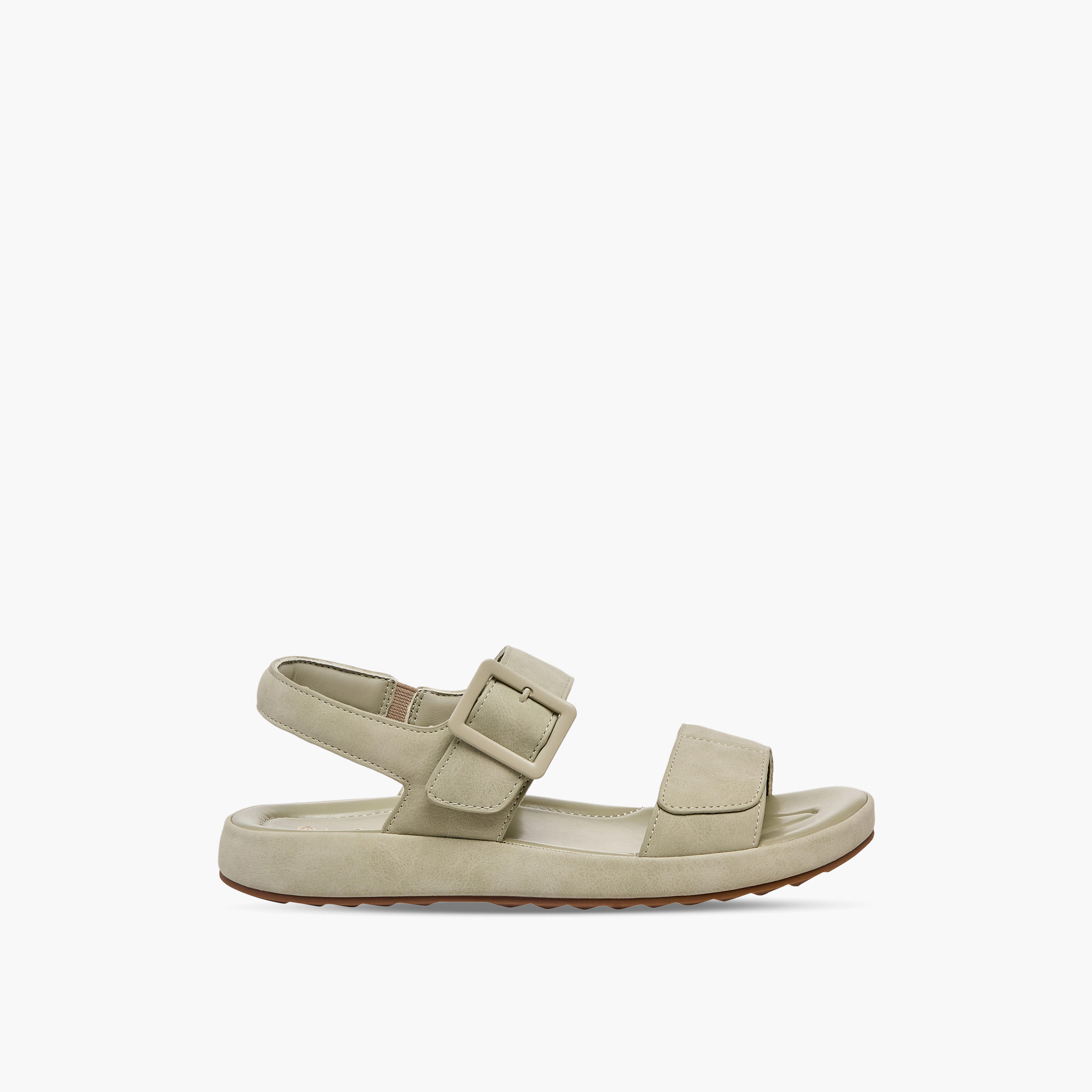 صندل جلد سويدي بتفاصيل إبزيم للنساء من لو كونفورت-women-shoes-sandals-flats-image-3