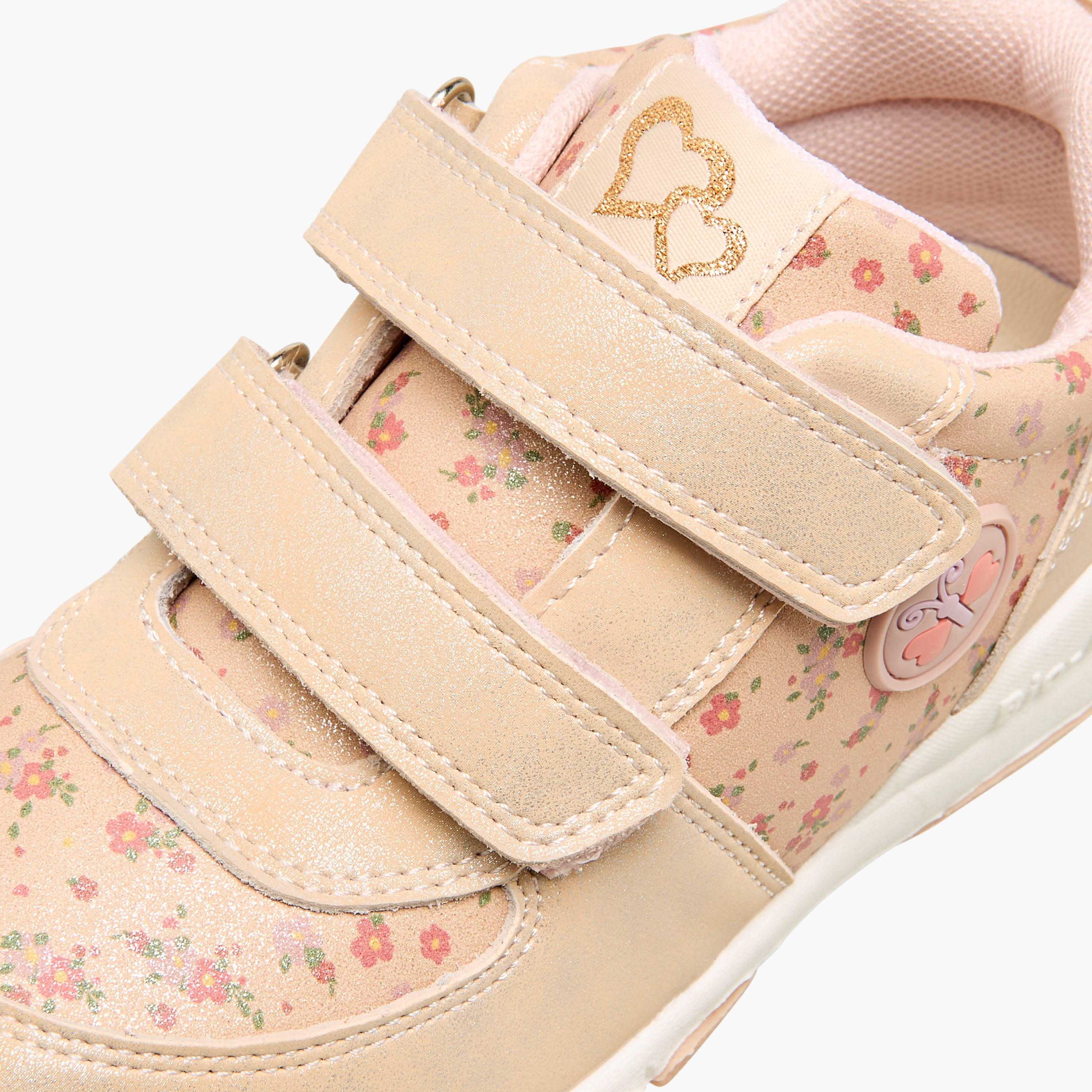 Juniors Butterfly Patch Floral Print Sneakers with Hook and Loop Closure-girls-shoes-sneakers-image-4