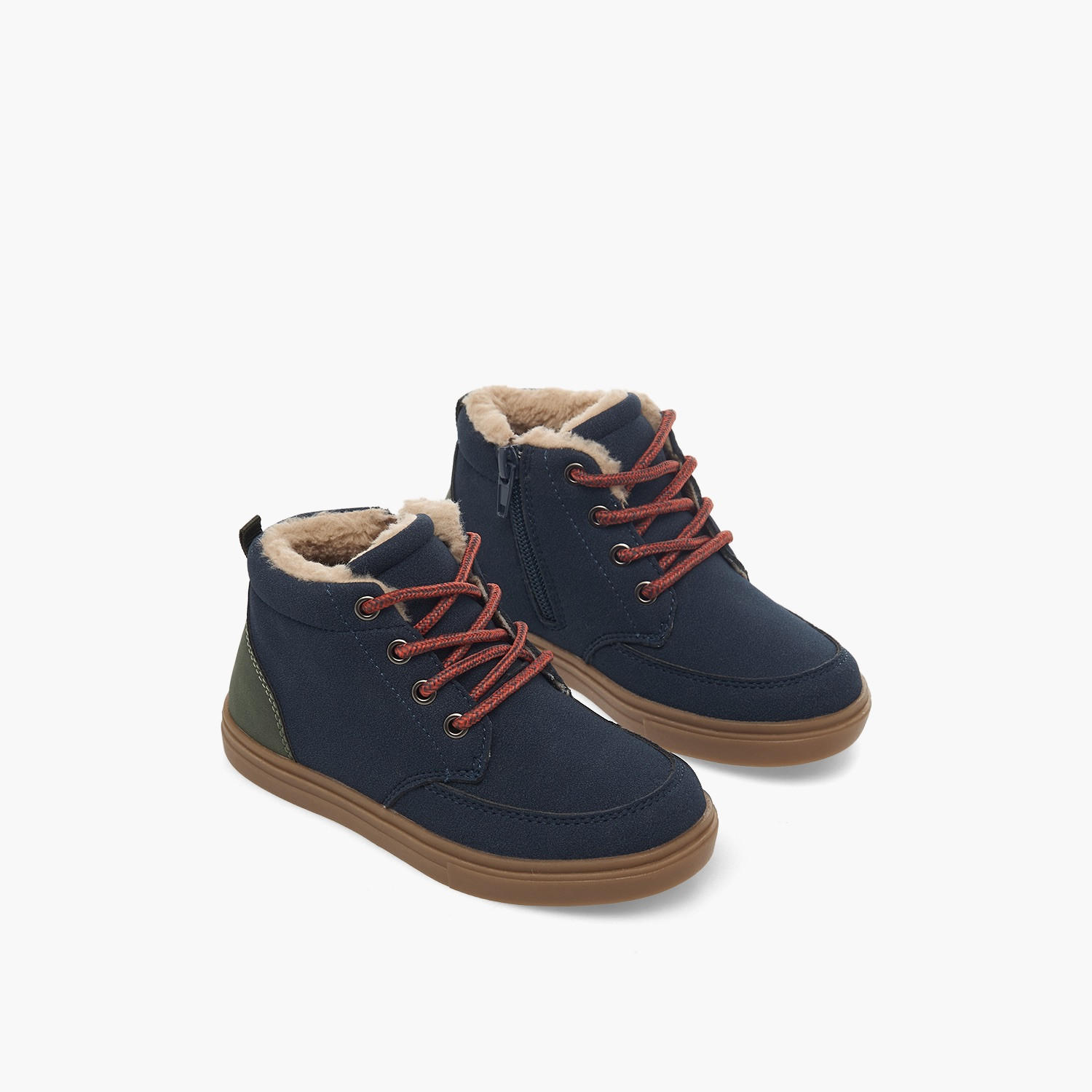 بوت طول الكاحل برباط إغلاق وفرو صناعي للأولاد من جونيورز-boys-shoes-boots-image-1