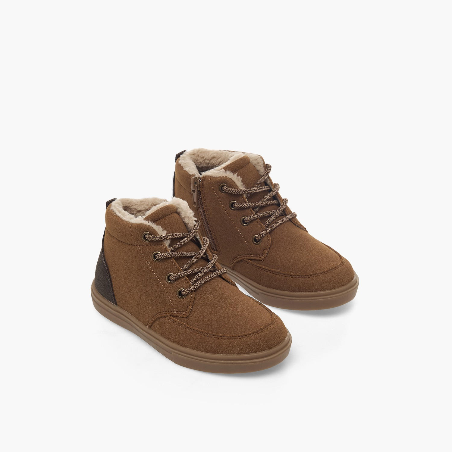 بوت طول الكاحل برباط إغلاق وفرو صناعي للأولاد من جونيورز-boys-shoes-boots-image-1