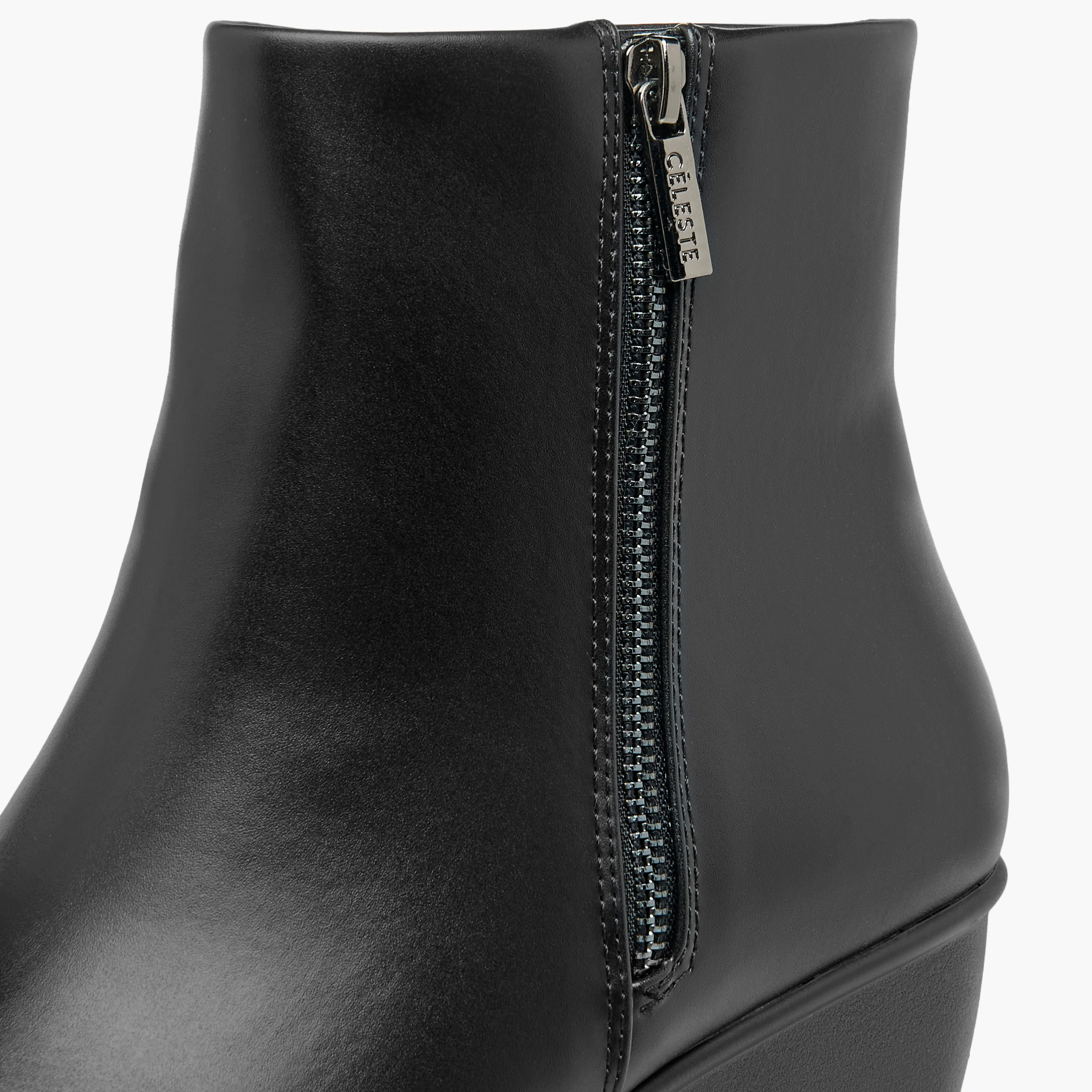 بوت كاحل سادة بكعب ويدج وسحاب إغلاق للنساء من سيليست-women-shoes-boots-image-4
