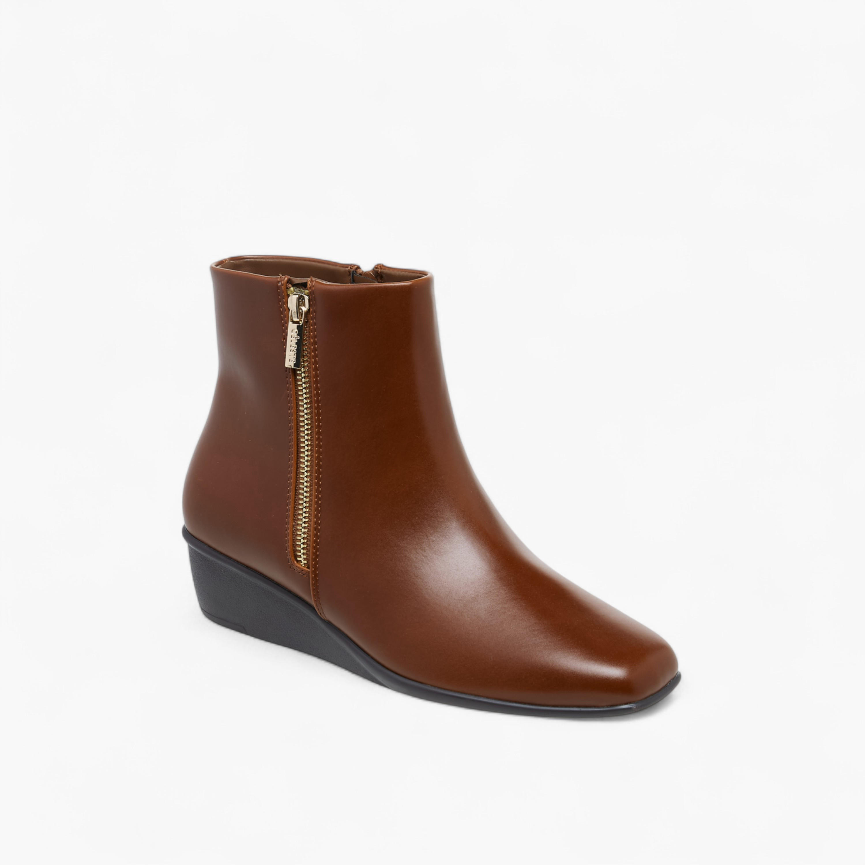 Celeste Women's Solid Wedge Heel Ankle Boots with Zip Closure-women-shoes-boots-image-2