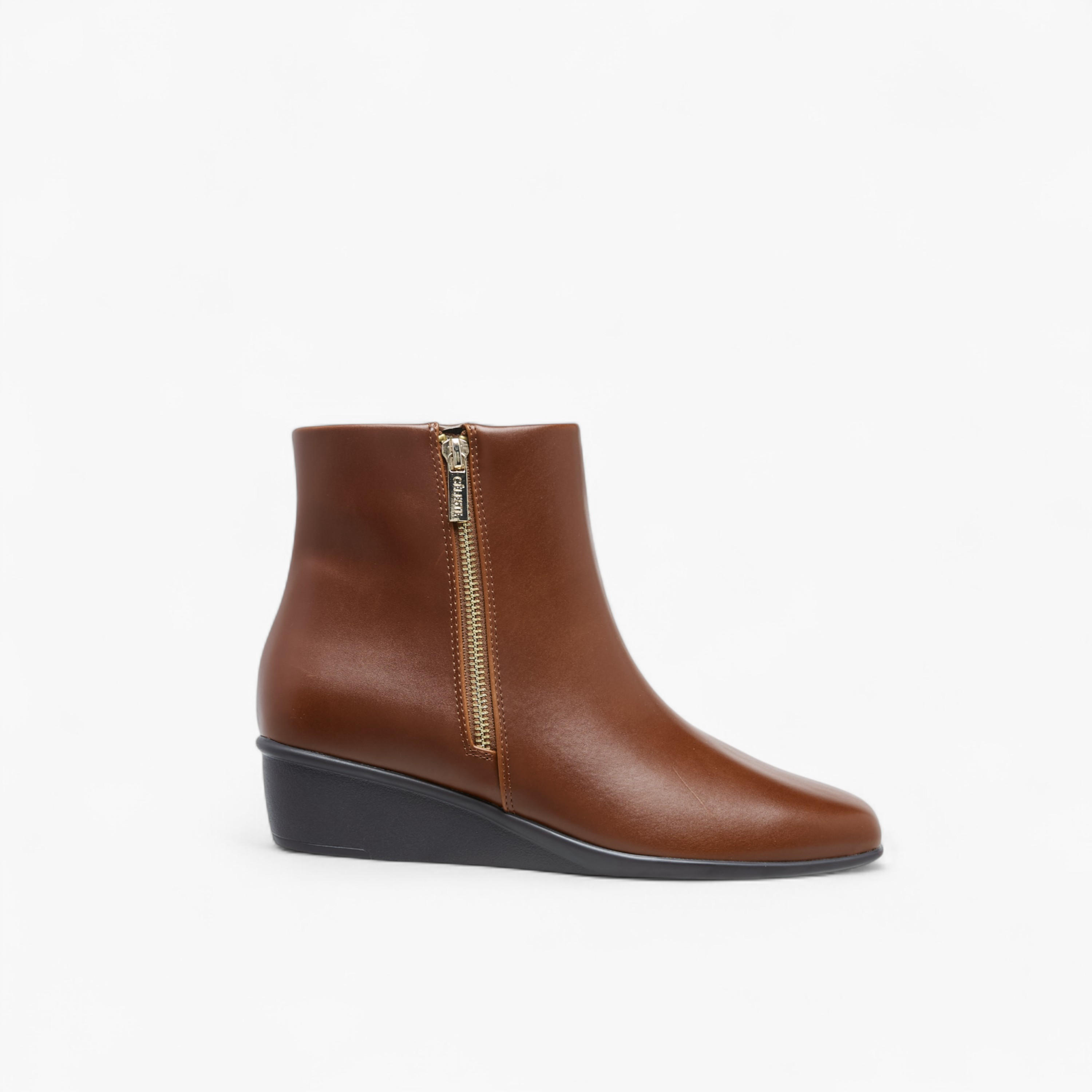 Celeste Women's Solid Wedge Heel Ankle Boots with Zip Closure-women-shoes-boots-image-3