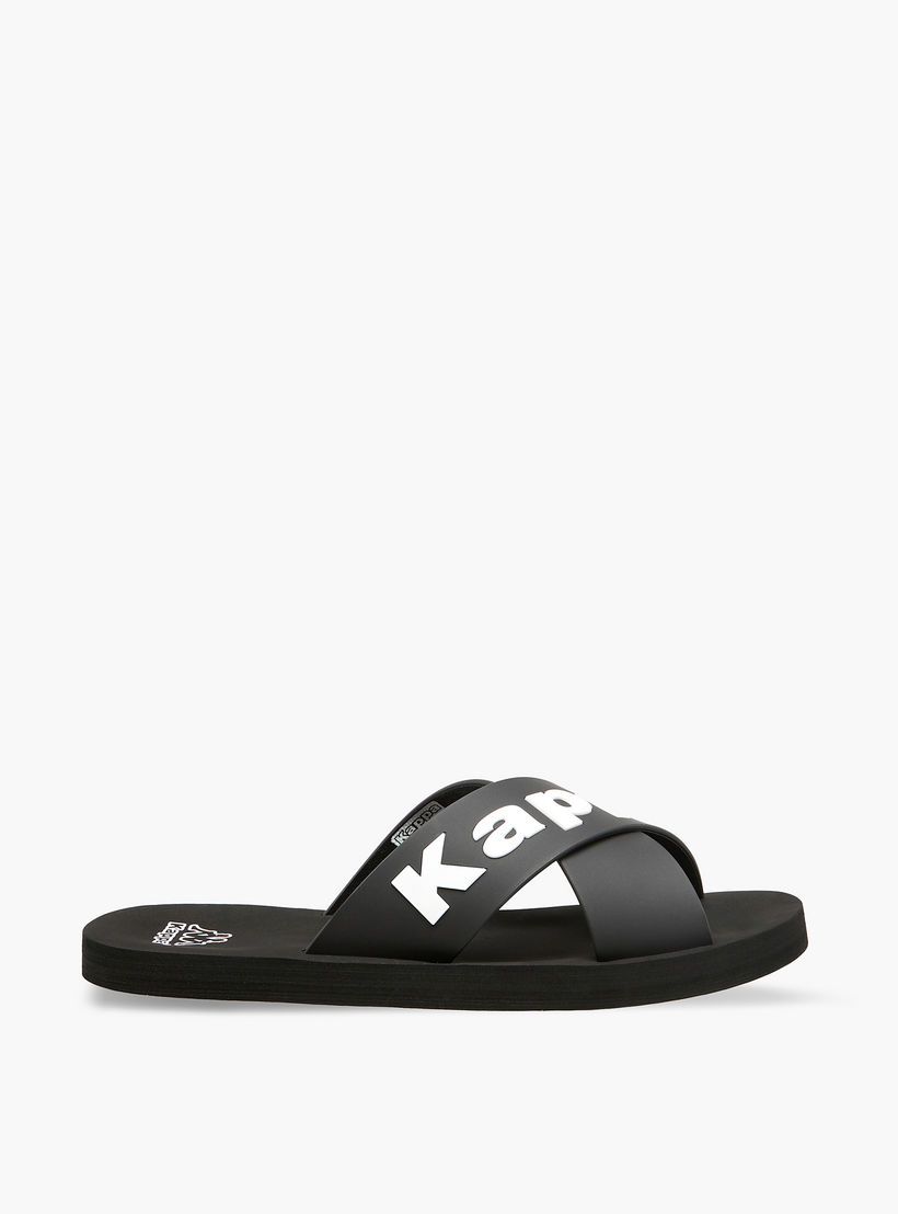 Kappa Women Logo Print Cross Strap Slides-women-shoes-flats-slides-image-2