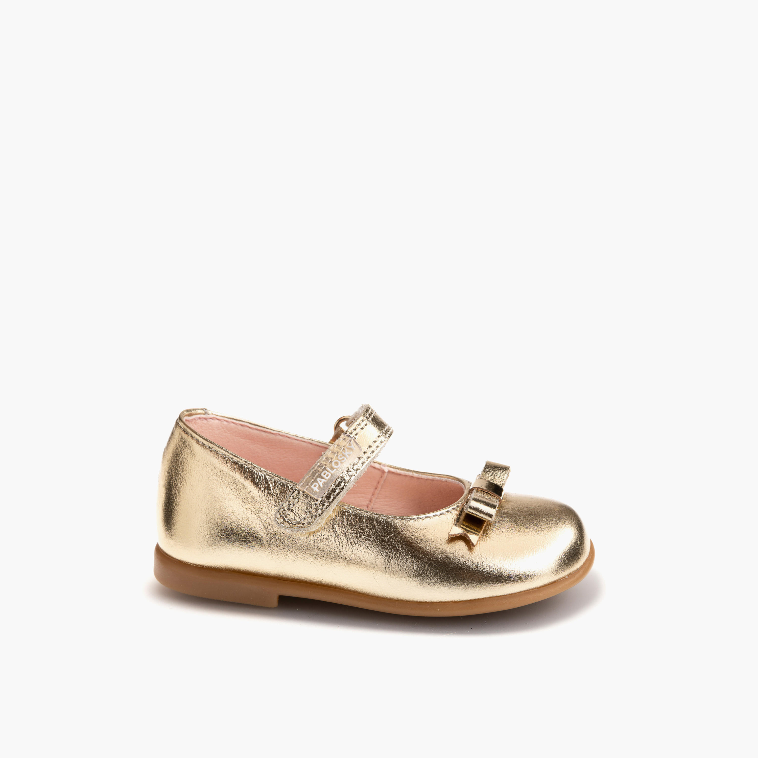 Pablosky Girls' Bow Accent Mary Jane Shoes with Hook and Loop Closure-baby-girls-shoes-closedshoes-image-1