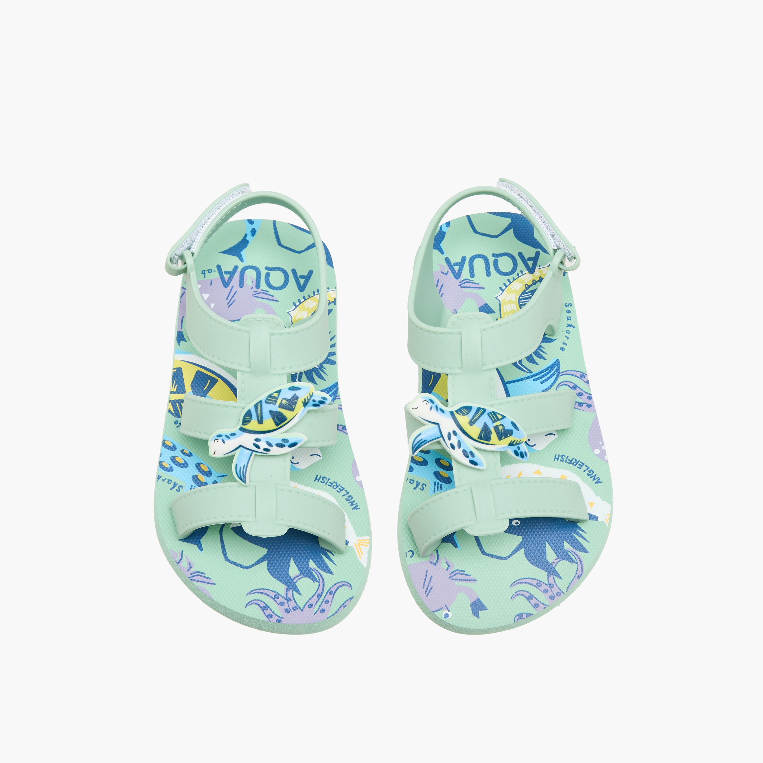 Aqua Boys Marine Print Hook & Loop Strap Sandals-boys-shoes-sandals-image-1