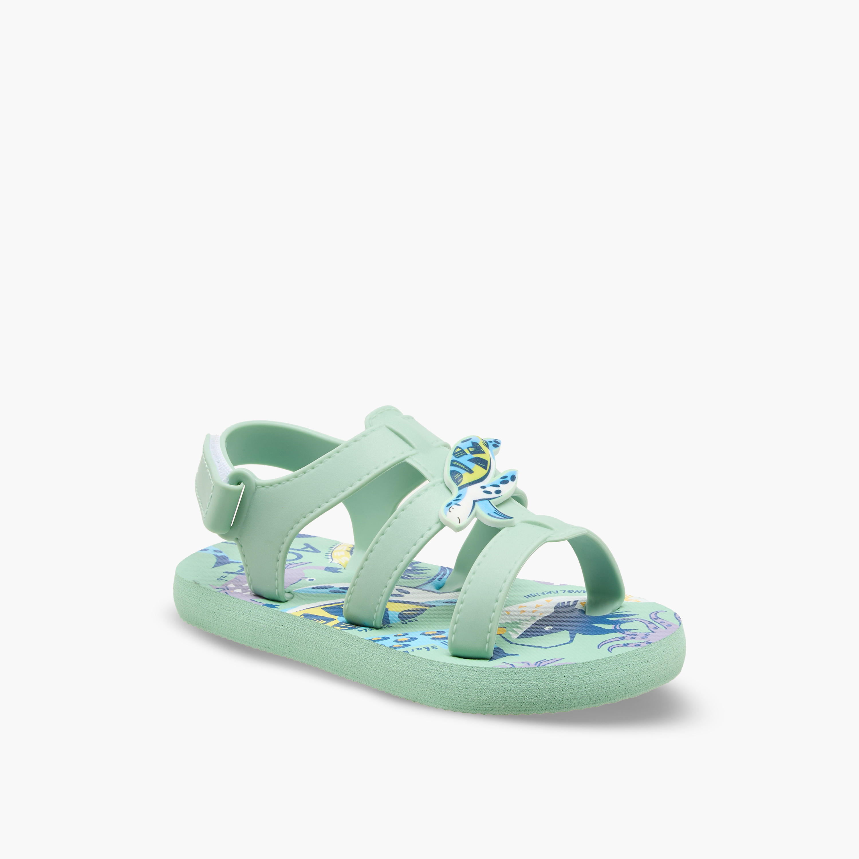 Aqua Boys Marine Print Hook & Loop Strap Sandals-boys-shoes-sandals-image-2