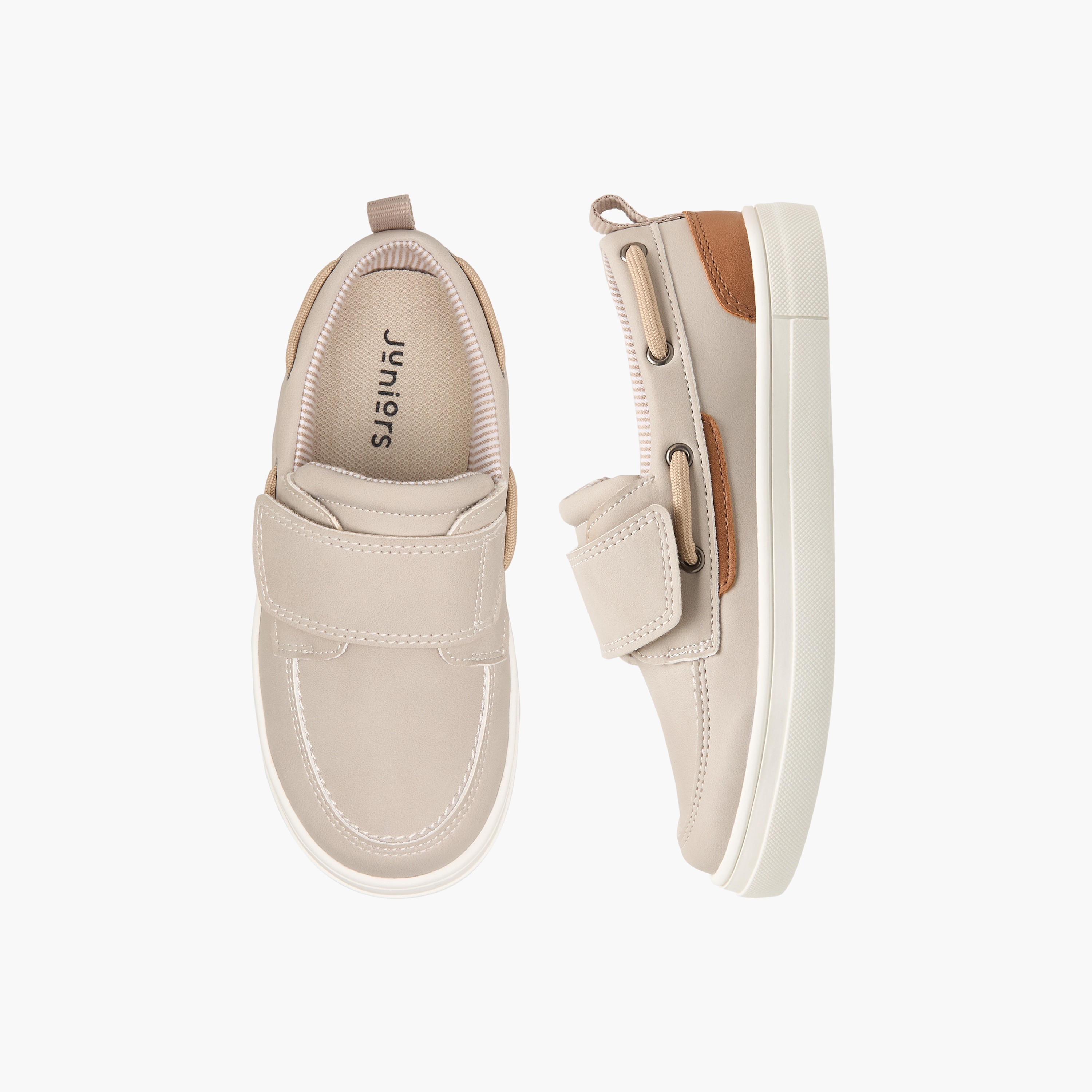 Juniors Panelled Slip-On Loafers with Hook and Loop Closure-boys-shoes-loafers-image-1
