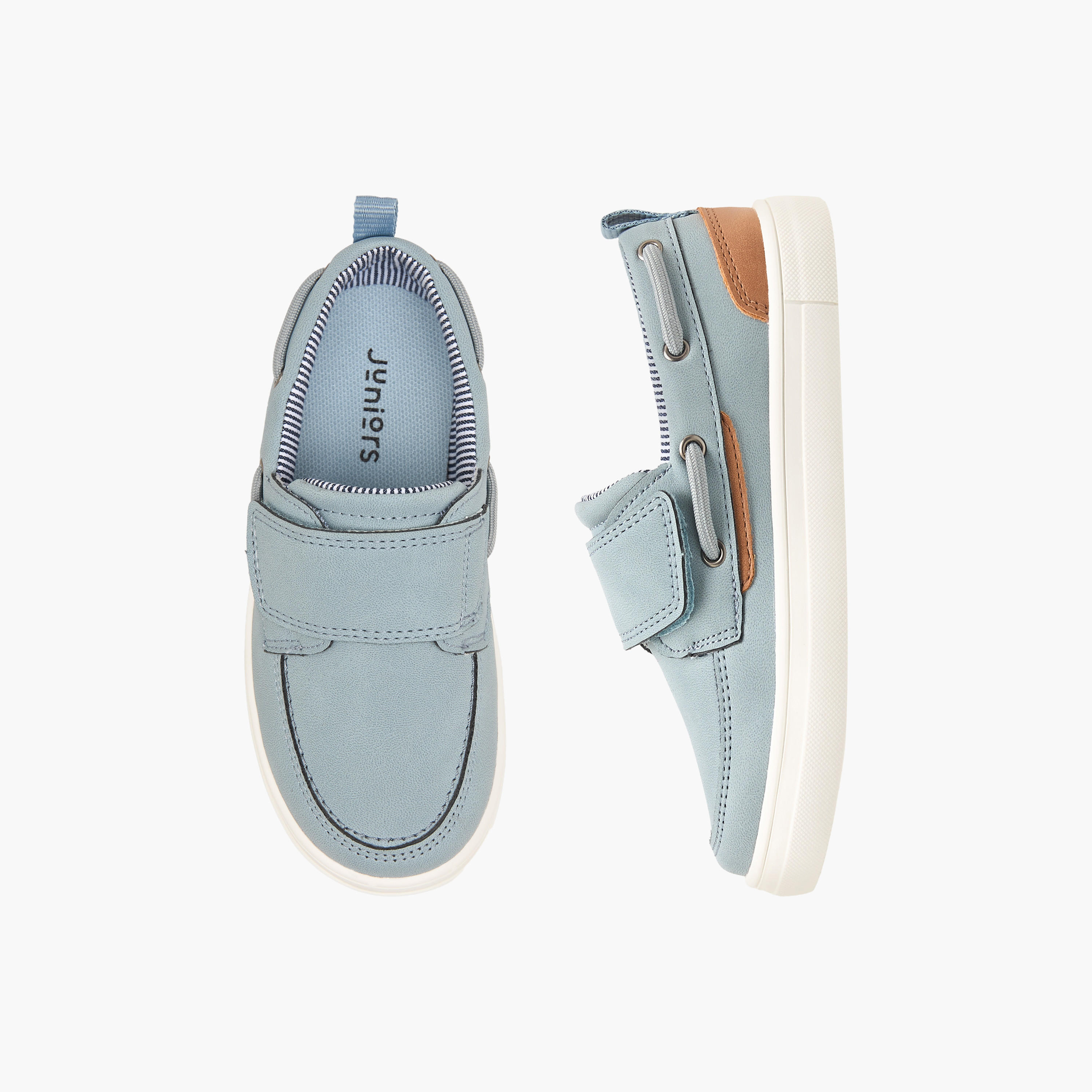 Juniors Panelled Slip-On Loafers with Hook and Loop Closure-boys-shoes-loafers-image-1