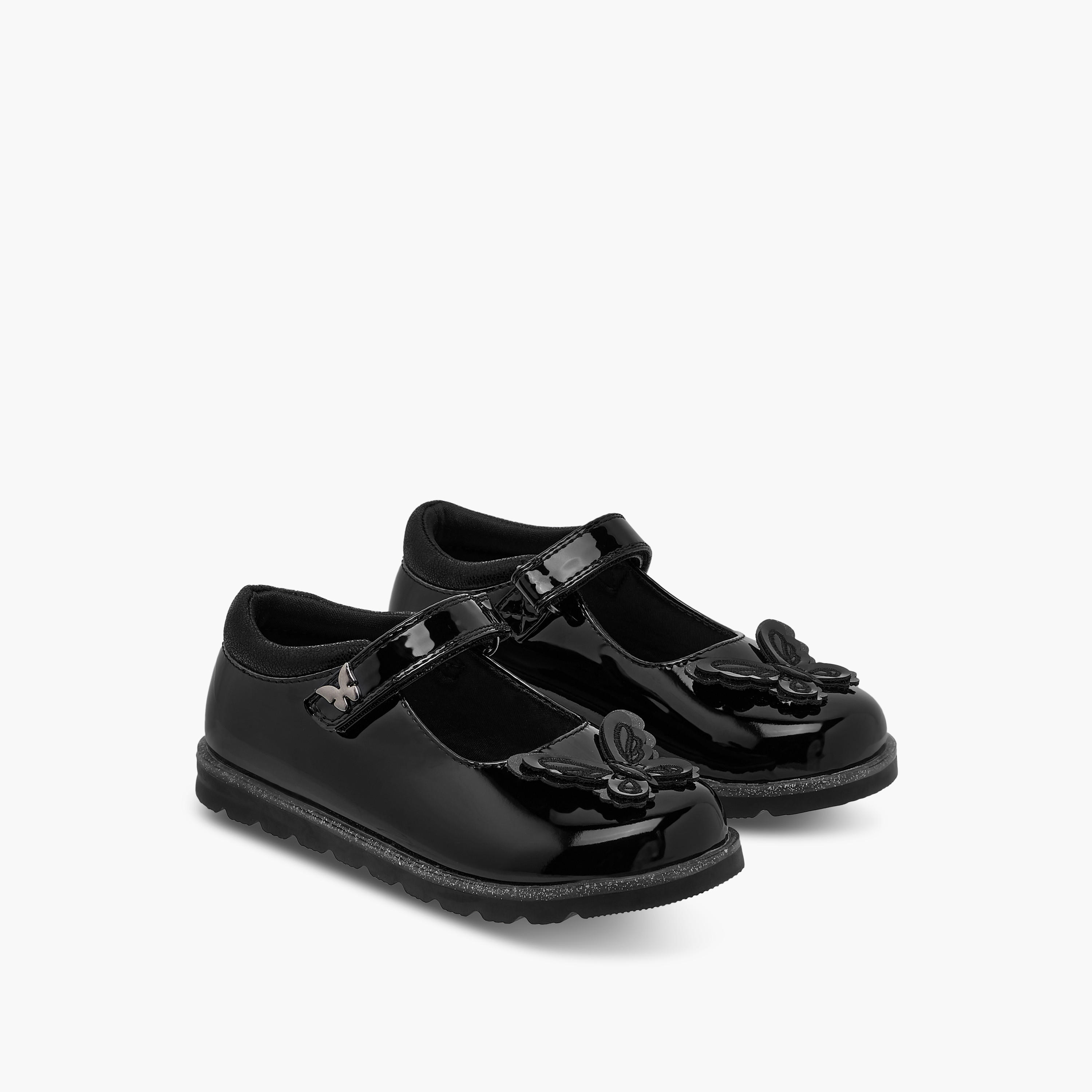 Juniors Butterfly Applique Mary Jane School Shoes with Hook and Loop Closure-girls-shoes-maryjanes-image-1