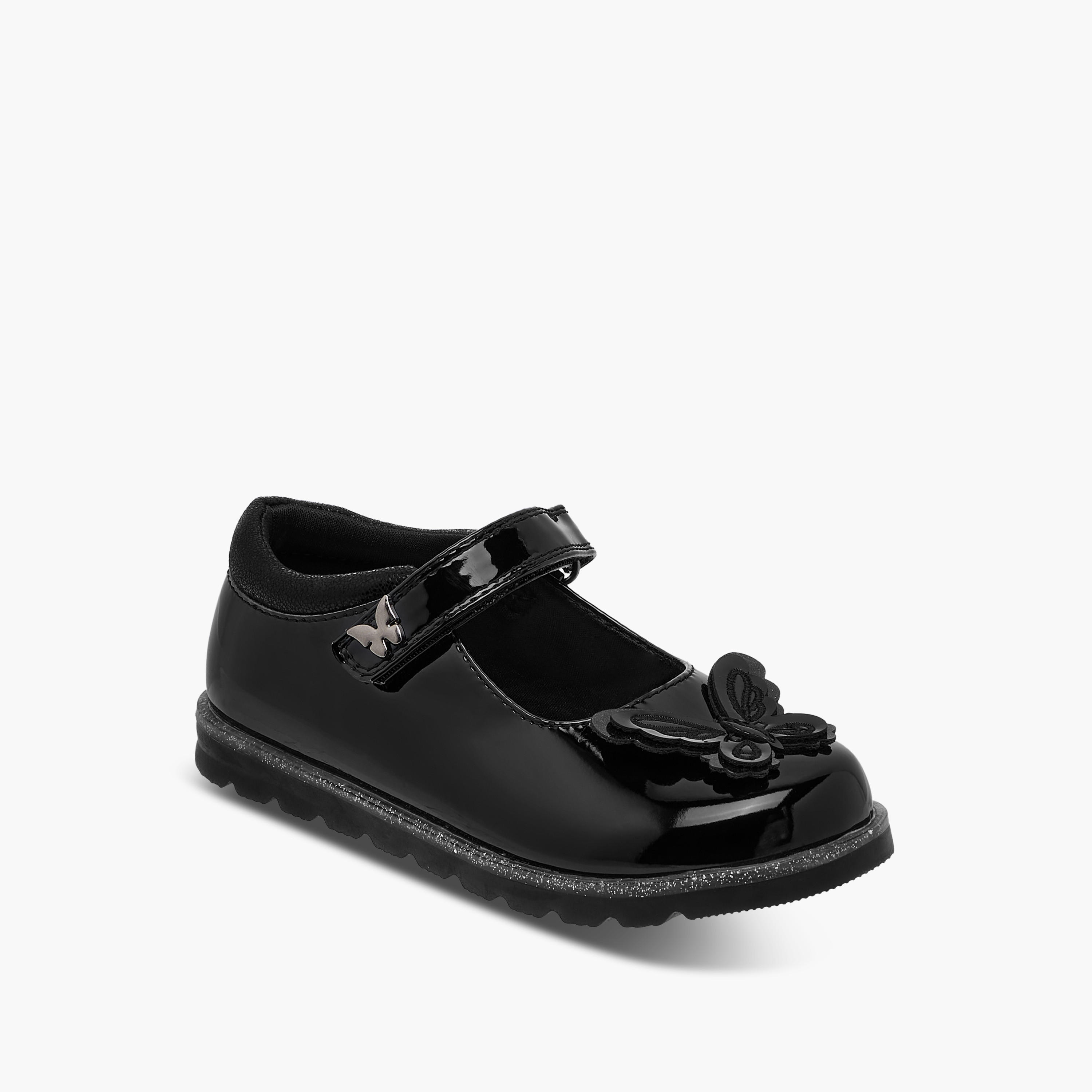 Juniors Butterfly Applique Mary Jane School Shoes with Hook and Loop Closure-girls-shoes-maryjanes-image-2