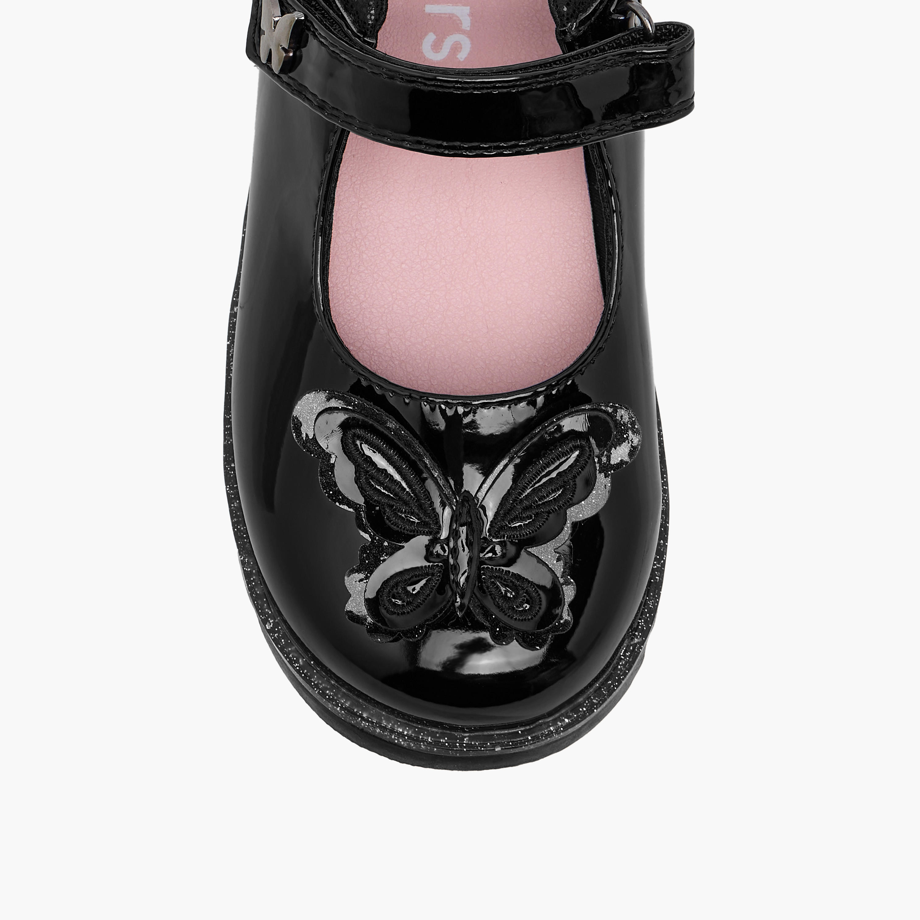 Juniors Butterfly Applique Mary Jane School Shoes with Hook and Loop Closure-girls-shoes-maryjanes-image-4