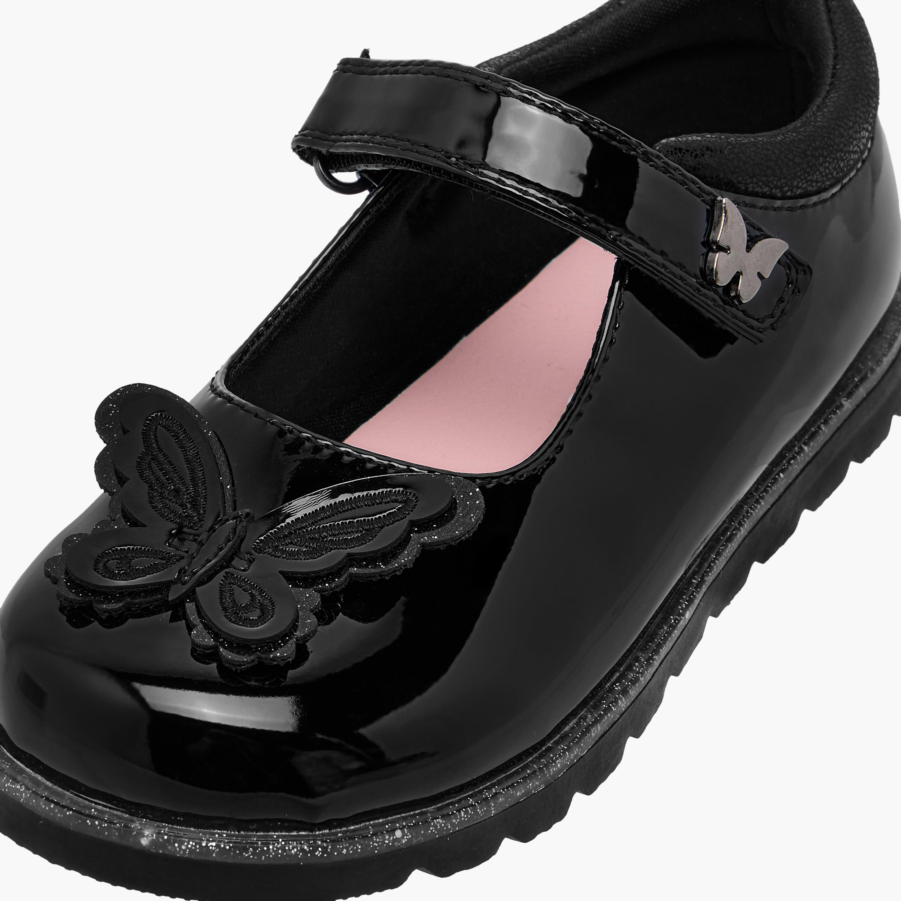 Juniors Butterfly Applique Mary Jane School Shoes with Hook and Loop Closure-girls-shoes-maryjanes-image-6