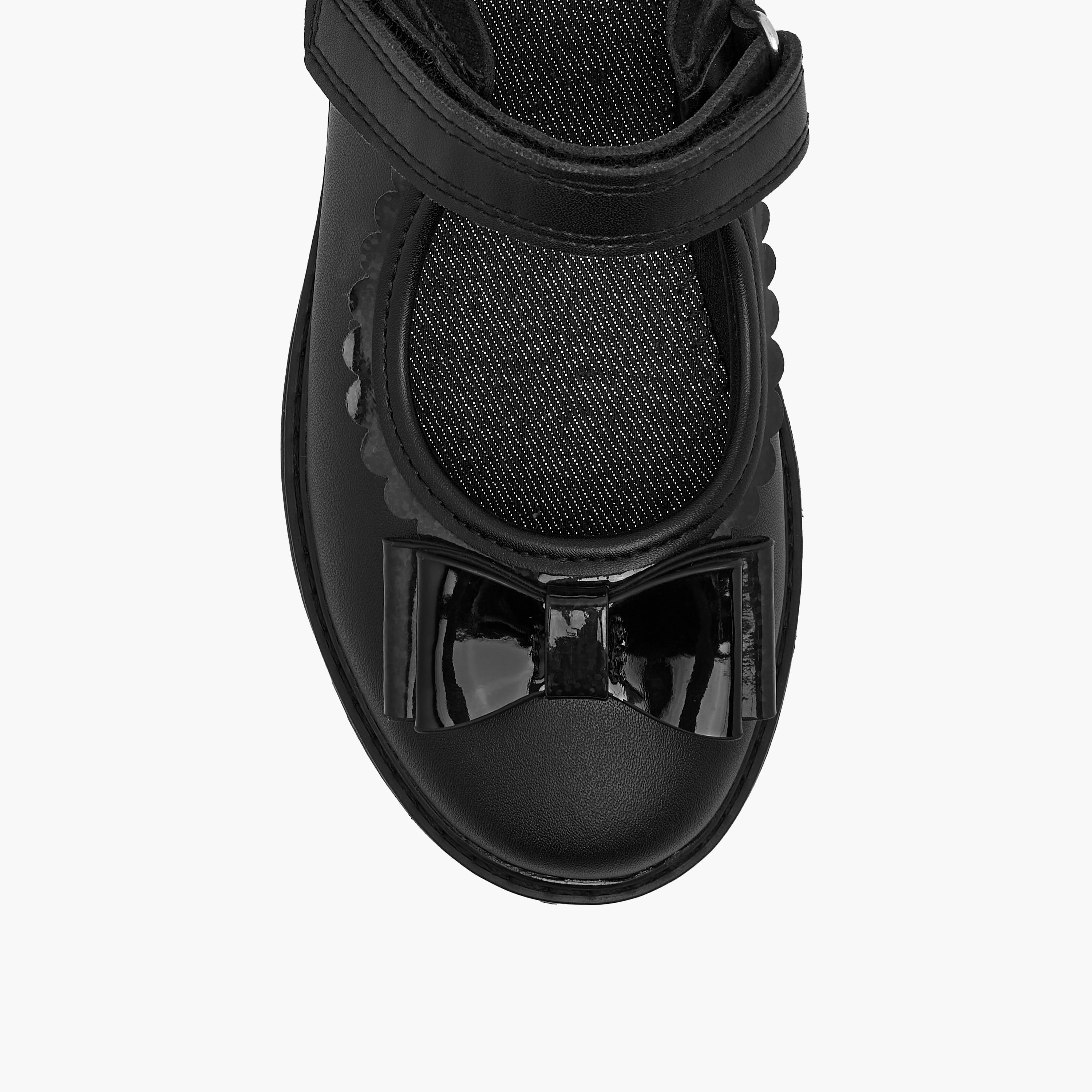 Juniors Bow Applique Mary Jane School Shoes with Hook and Loop Closure-girls-shoes-maryjanes-image-4