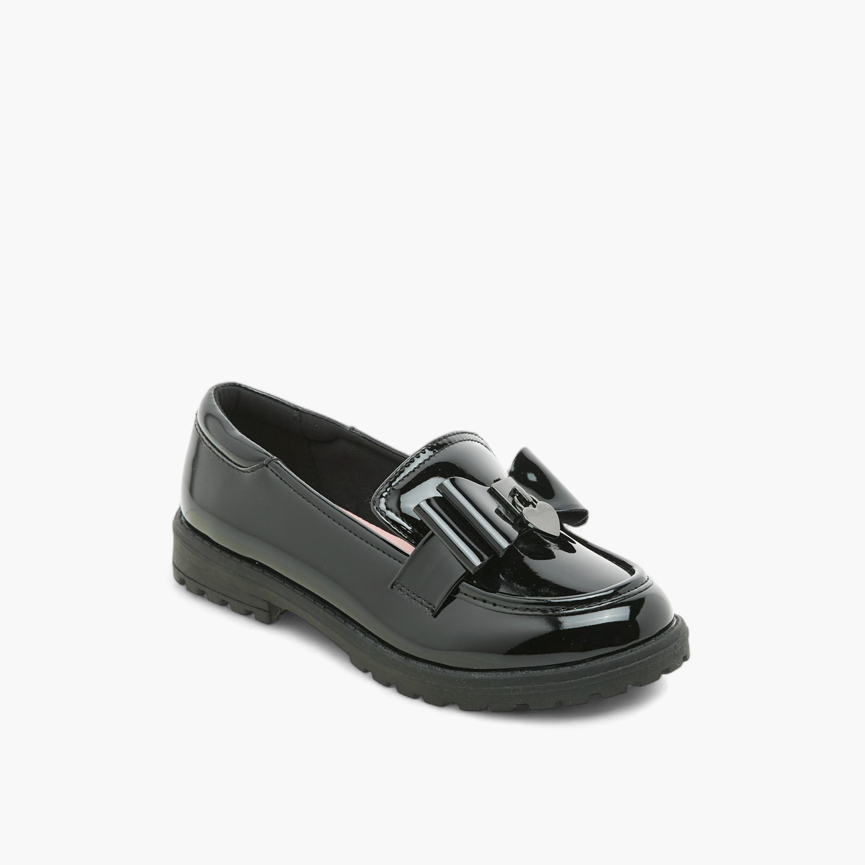Juniors Bow Applique Slip-On School Shoes-girls-shoes-schoolshoes-image-2