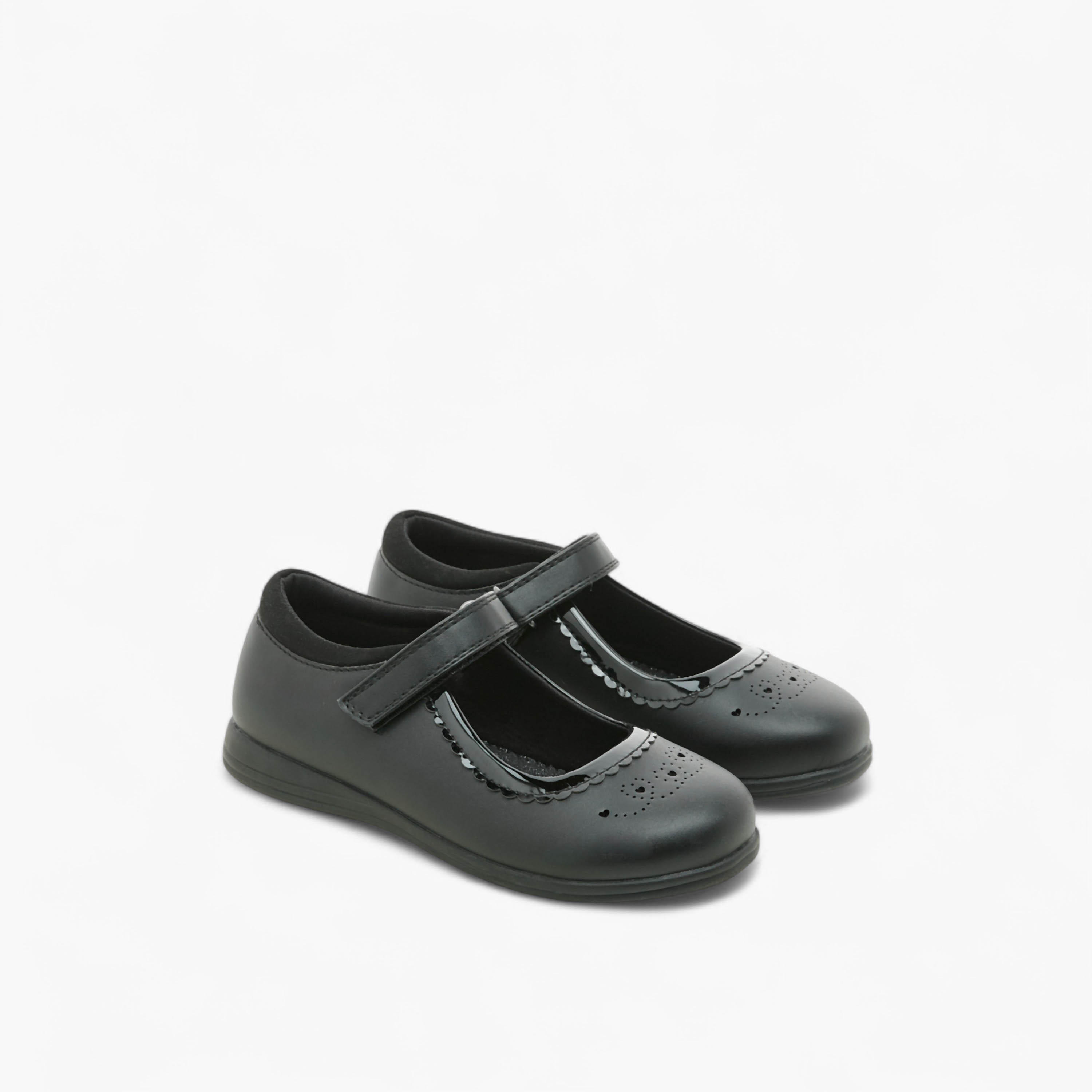 حذاء مدرسي بارز الملمس بشريط إغلاق لاصق من جونيورز-girls-shoes-schoolshoes-image-1