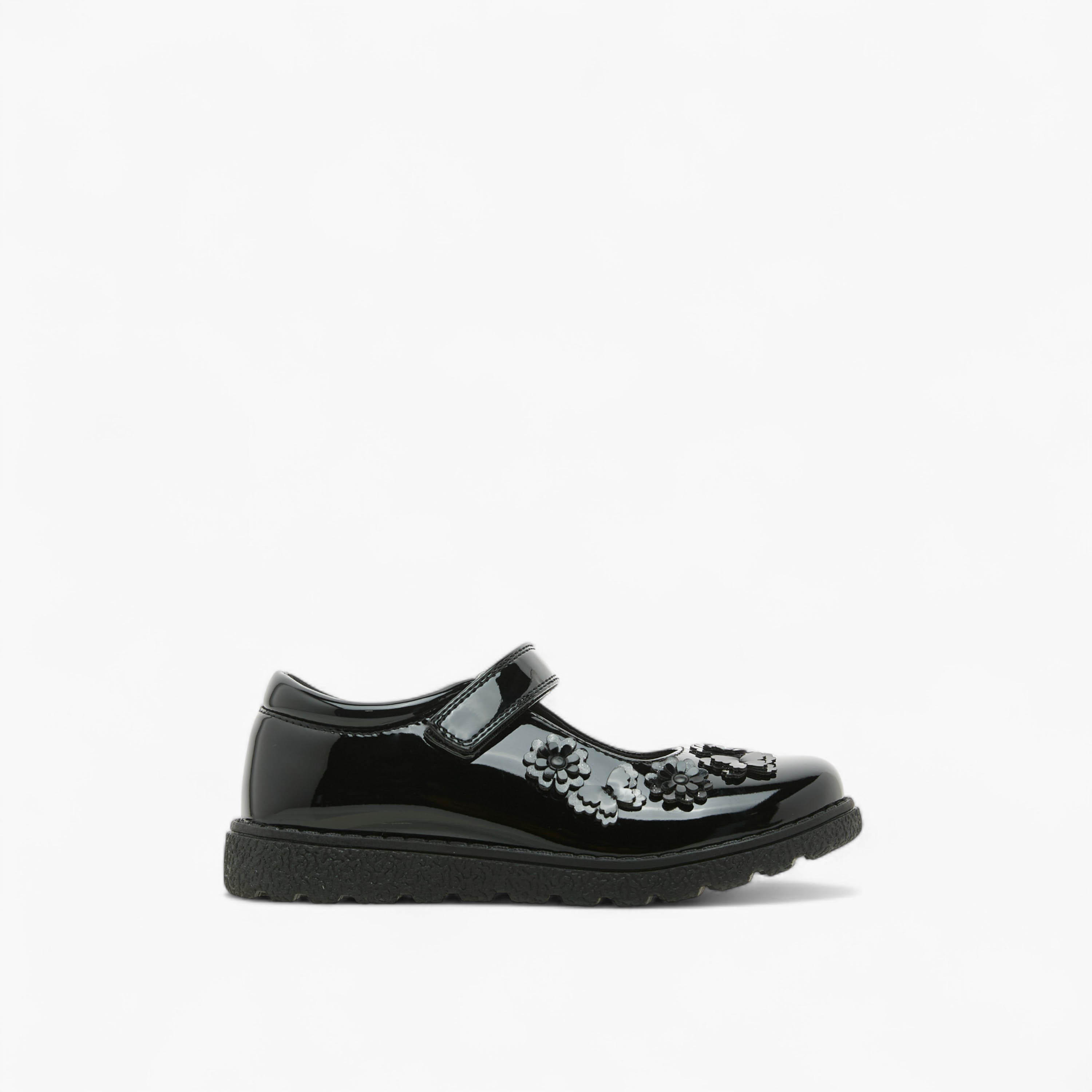 حذاء مدرسي بتزيينات أزهار وشريط إغلاق من جونيورز-girls-shoes-schoolshoes-image-3