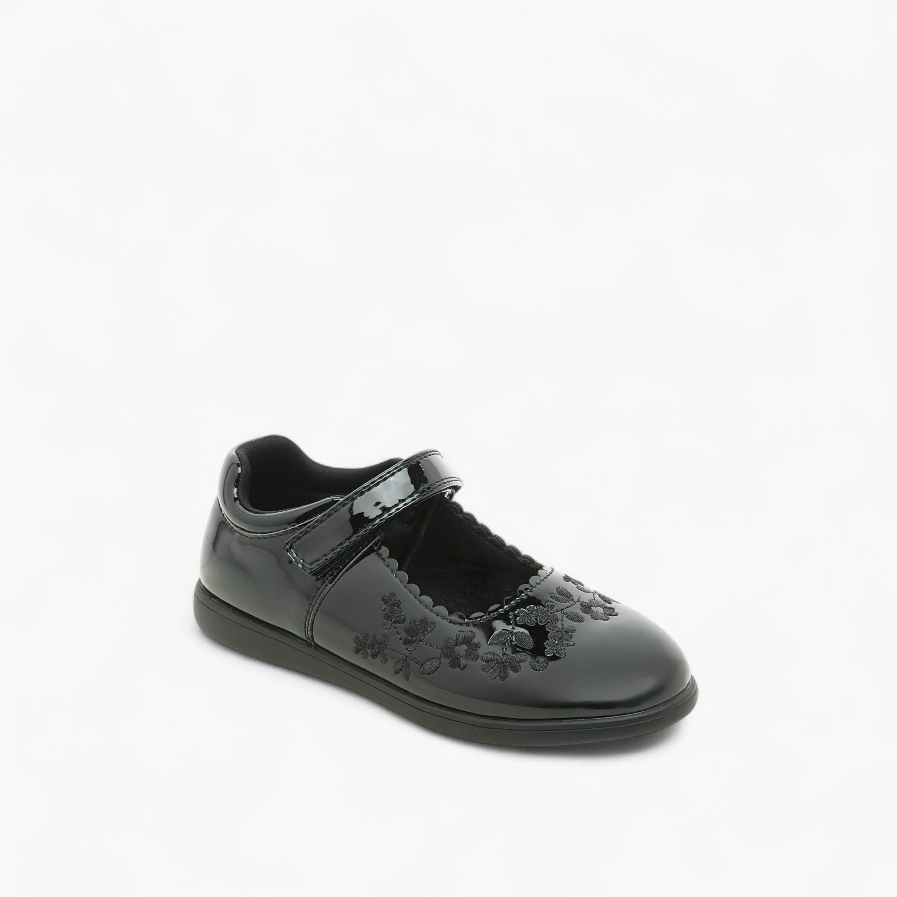 حذاء مدرسي بتطريز أزهار وشريط إغلاق من جونيورز-girls-shoes-schoolshoes-image-2