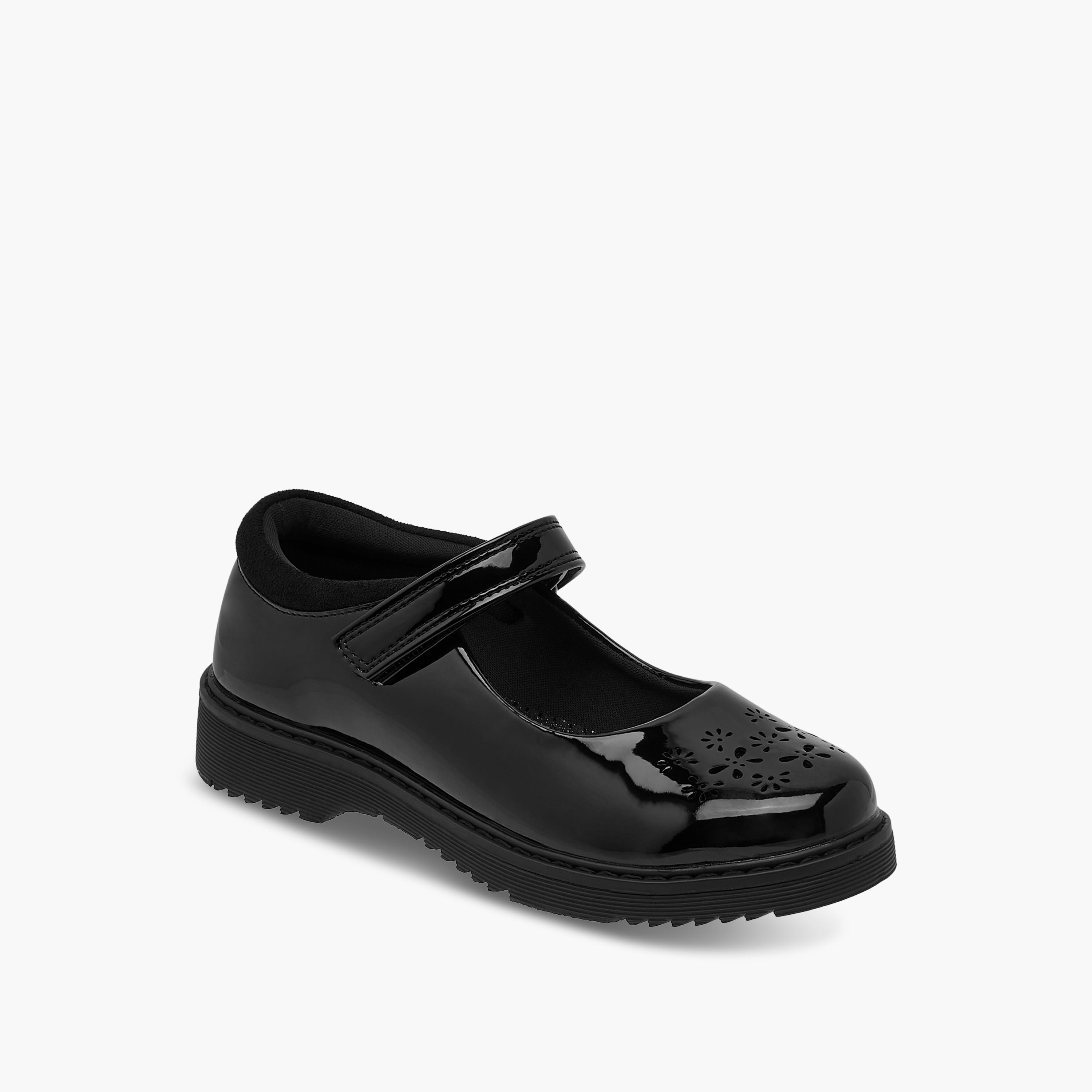 Juniors Cut Out Detail Mary Jane School Shoes with Hook and Loop Closure-girls-shoes-maryjanes-image-2