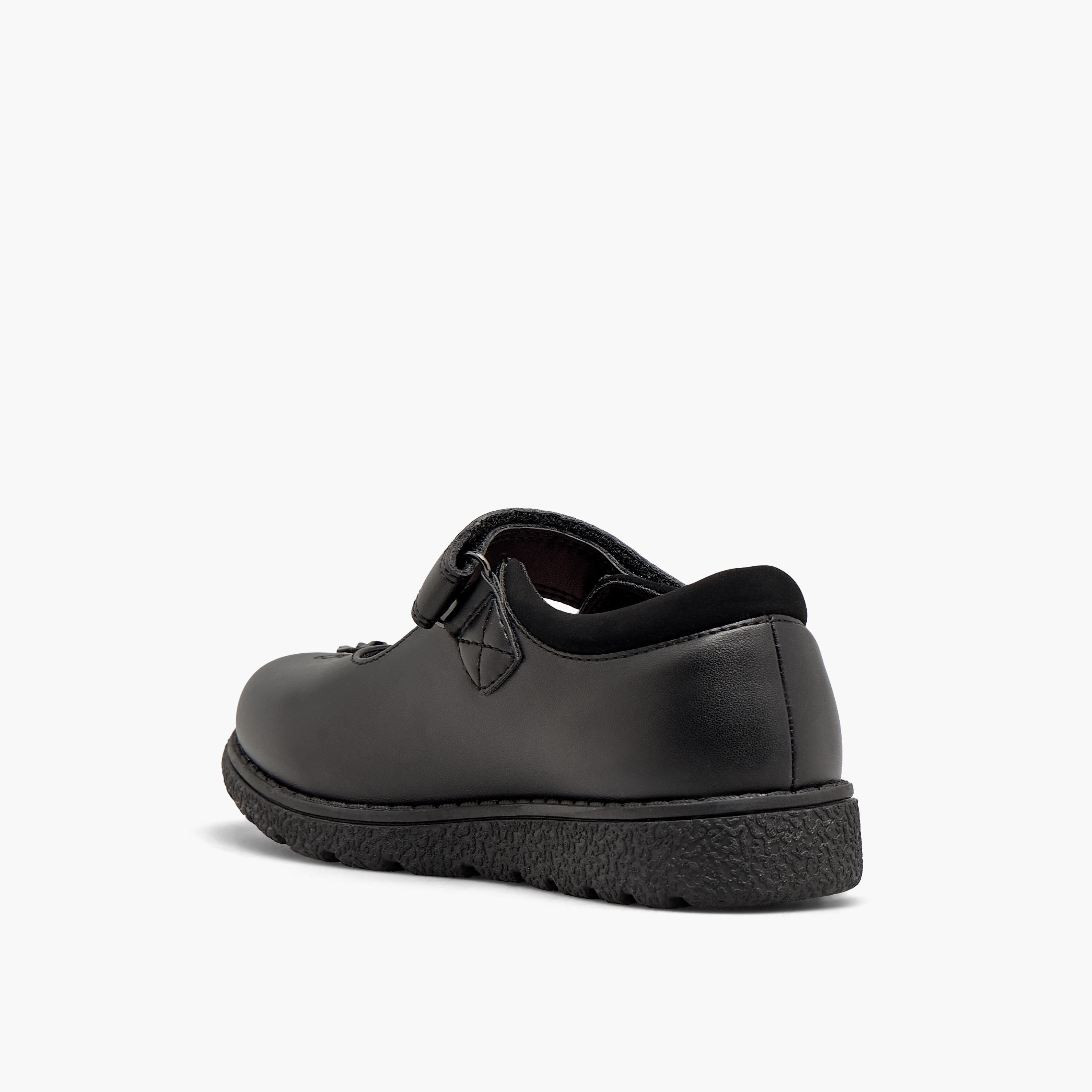 حذاء مدرسي بزينة زهور وشريط إغلاق لاصق للبنات من جونيورز-girls-shoes-schoolshoes-image-6