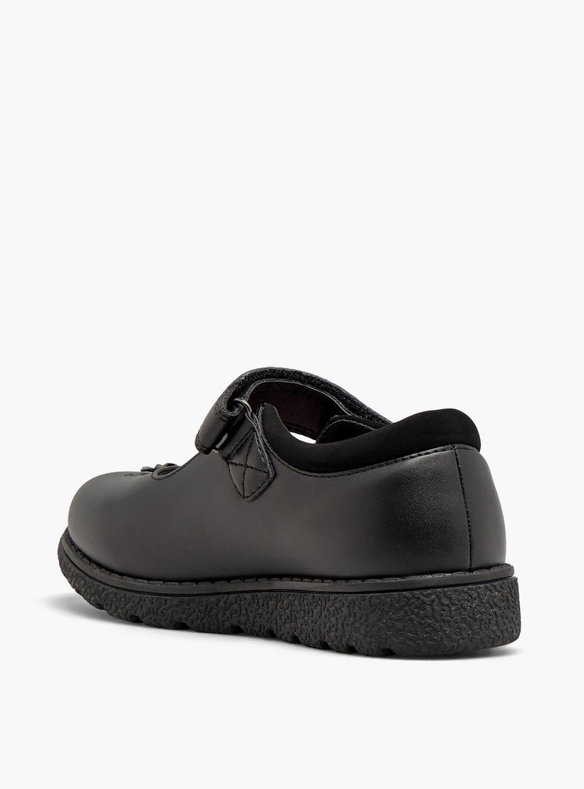 حذاء مدرسي بزينة زهور وشريط إغلاق لاصق للبنات من جونيورز-girls-shoes-schoolshoes-image-6