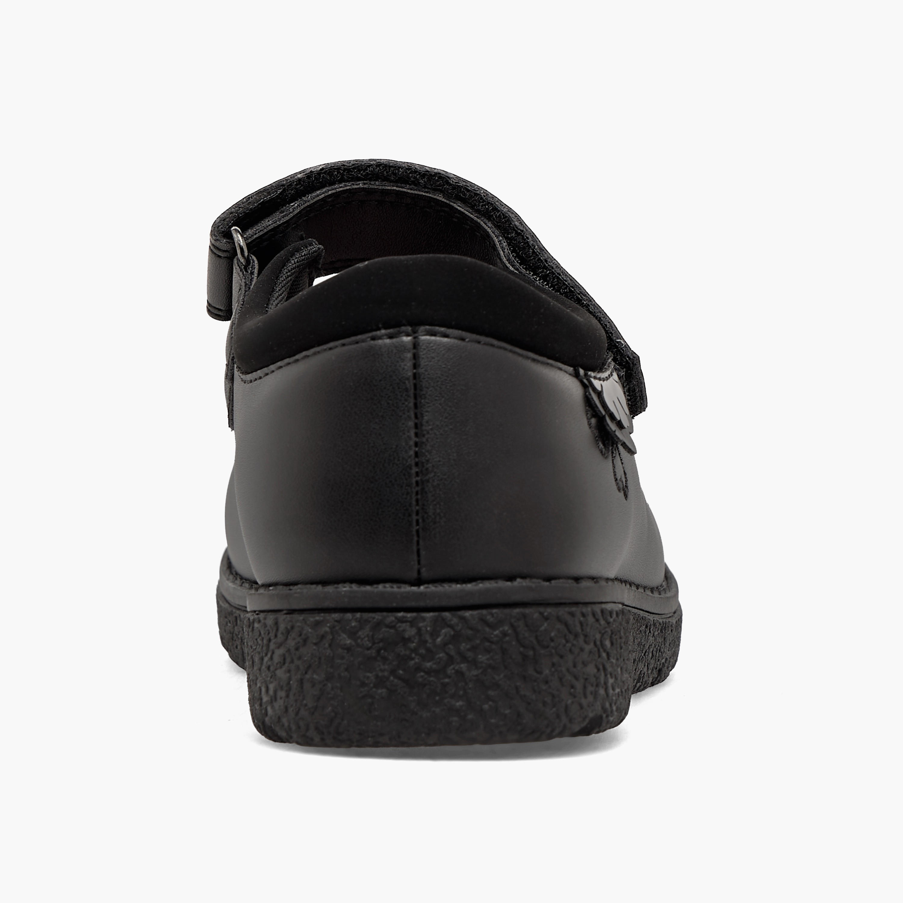 حذاء مدرسي بزينة زهور وشريط إغلاق لاصق للبنات من جونيورز-girls-shoes-schoolshoes-image-9