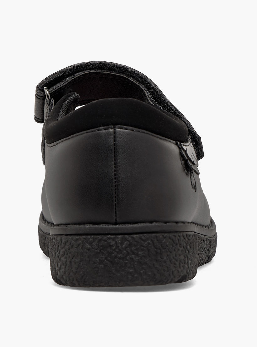 حذاء مدرسي بزينة زهور وشريط إغلاق لاصق للبنات من جونيورز-girls-shoes-schoolshoes-image-9