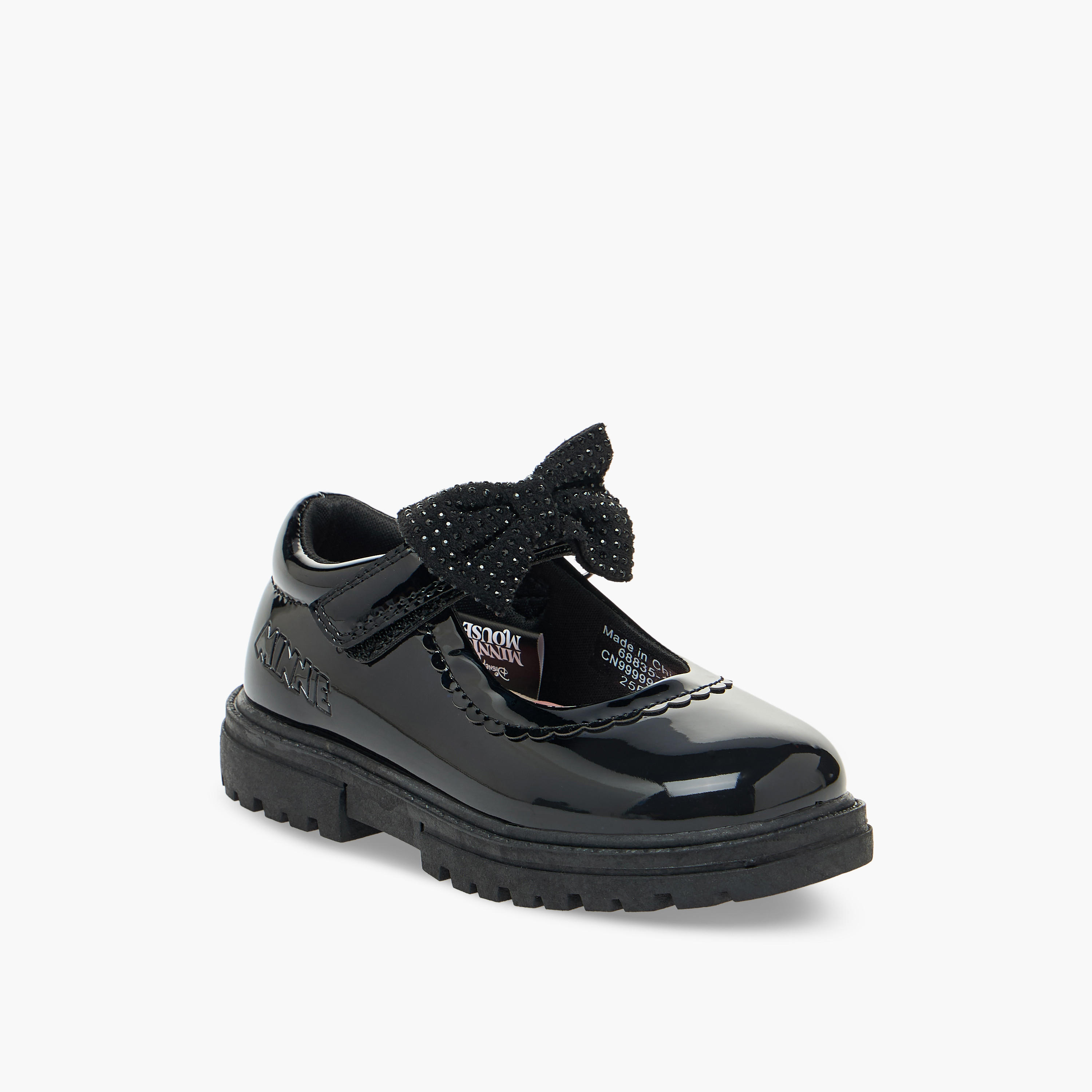 حذاء مدرسي بزينة فيونكة وشريط إغلاق لاصق للبنات من ديزني-girls-shoes-schoolshoes-image-3