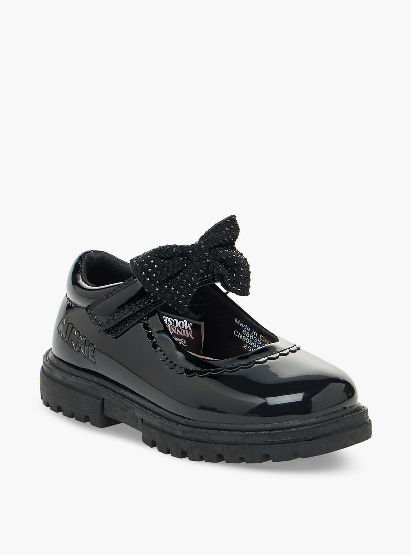 حذاء مدرسي بزينة فيونكة وشريط إغلاق لاصق للبنات من ديزني-girls-shoes-schoolshoes-image-3