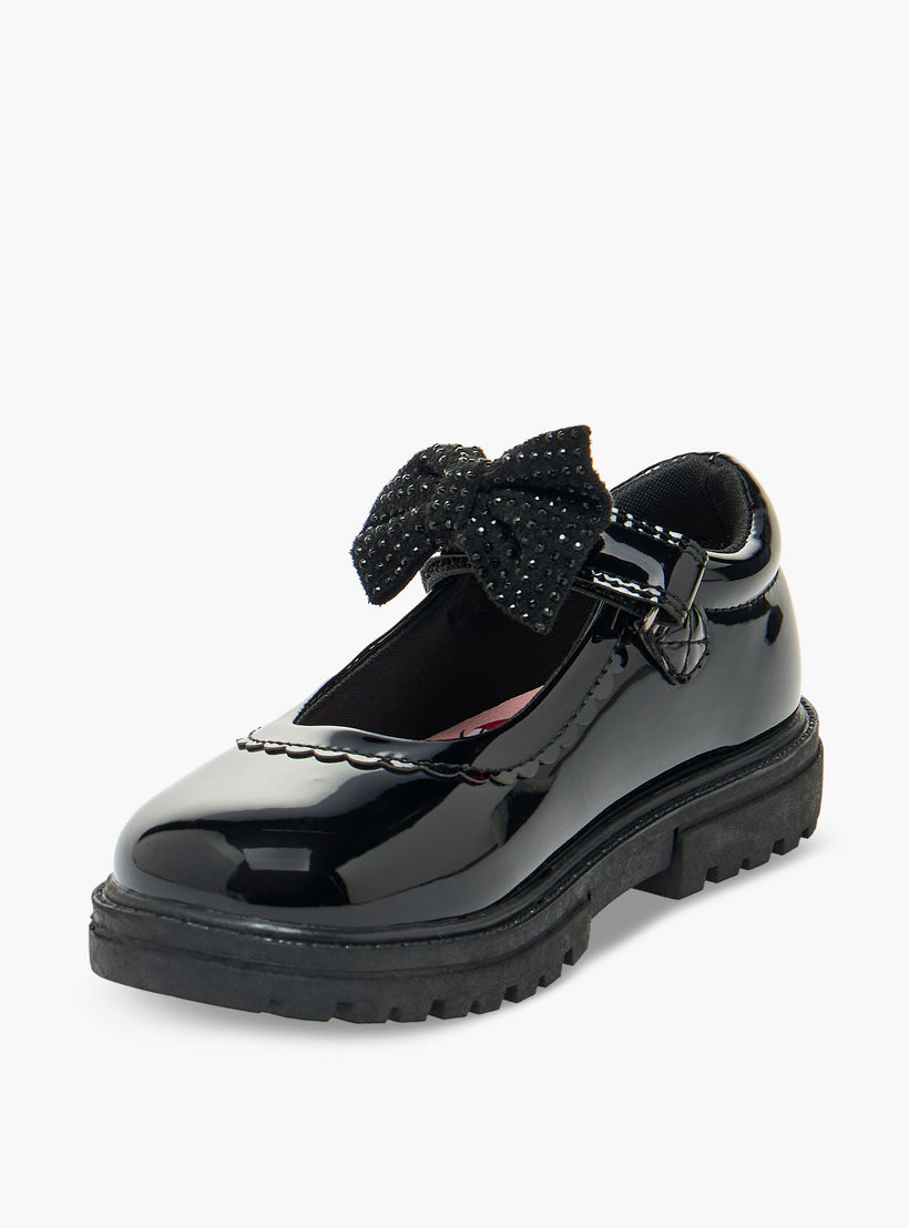 حذاء مدرسي بزينة فيونكة وشريط إغلاق لاصق للبنات من ديزني-girls-shoes-schoolshoes-image-5