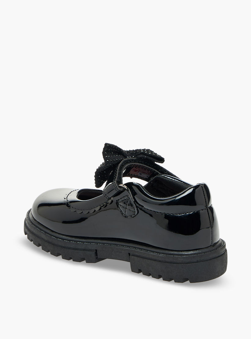 حذاء مدرسي بزينة فيونكة وشريط إغلاق لاصق للبنات من ديزني-girls-shoes-schoolshoes-image-6