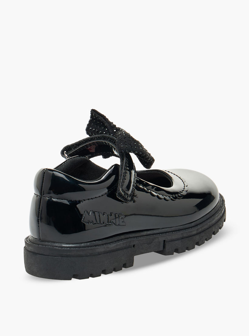 حذاء مدرسي بزينة فيونكة وشريط إغلاق لاصق للبنات من ديزني-girls-shoes-schoolshoes-image-7